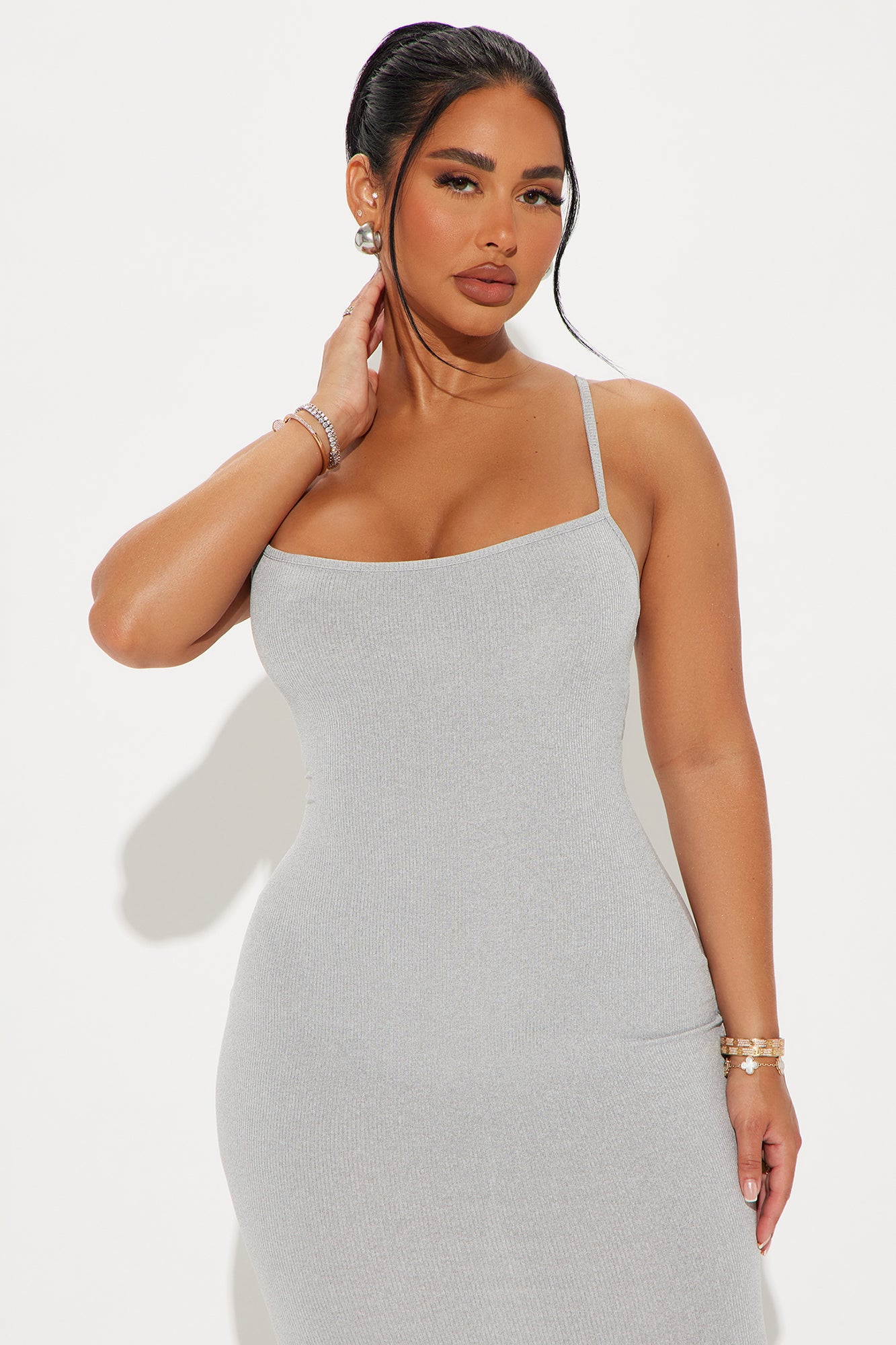 Missing Me Ribbed Maxi Dress - Heather Grey