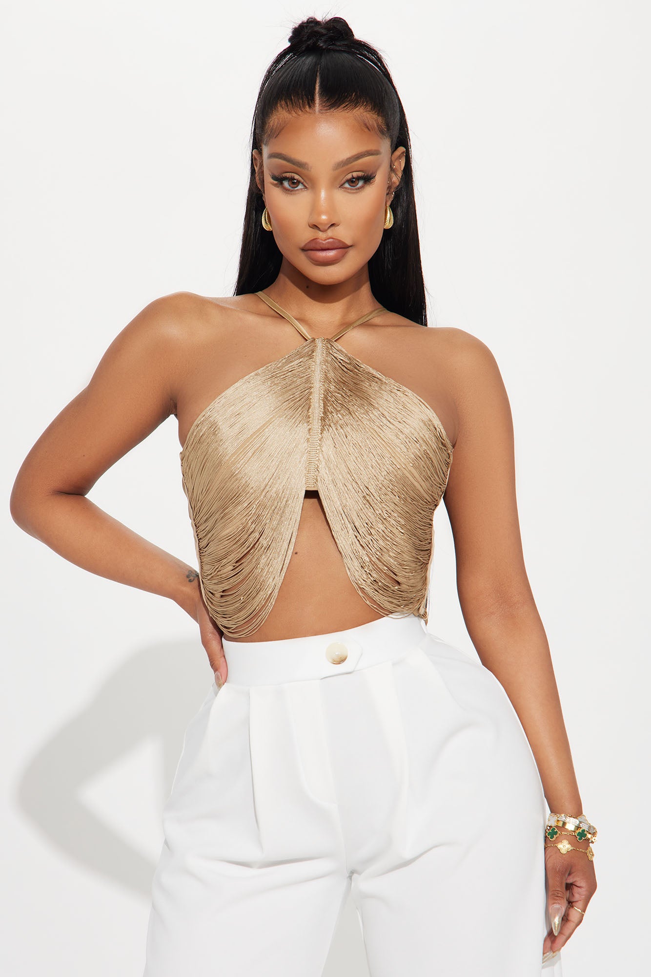 Francesca Fringe Top - Gold