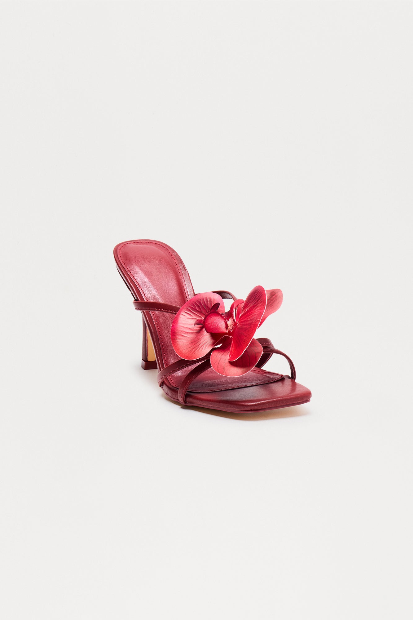 Orelia Flower Faux Leather Mules - Wine