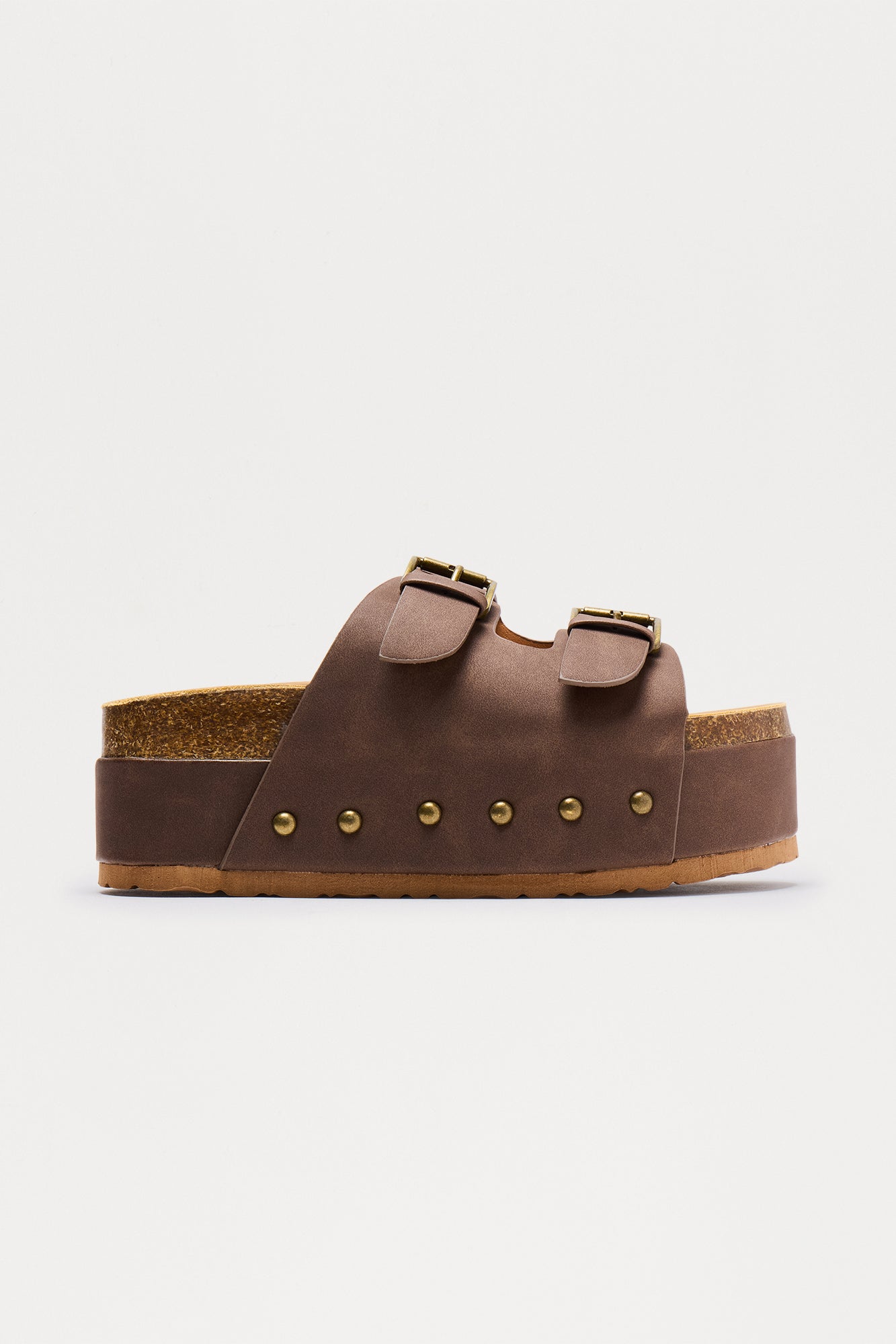 Dori Buckle Platform Sandals - Brown