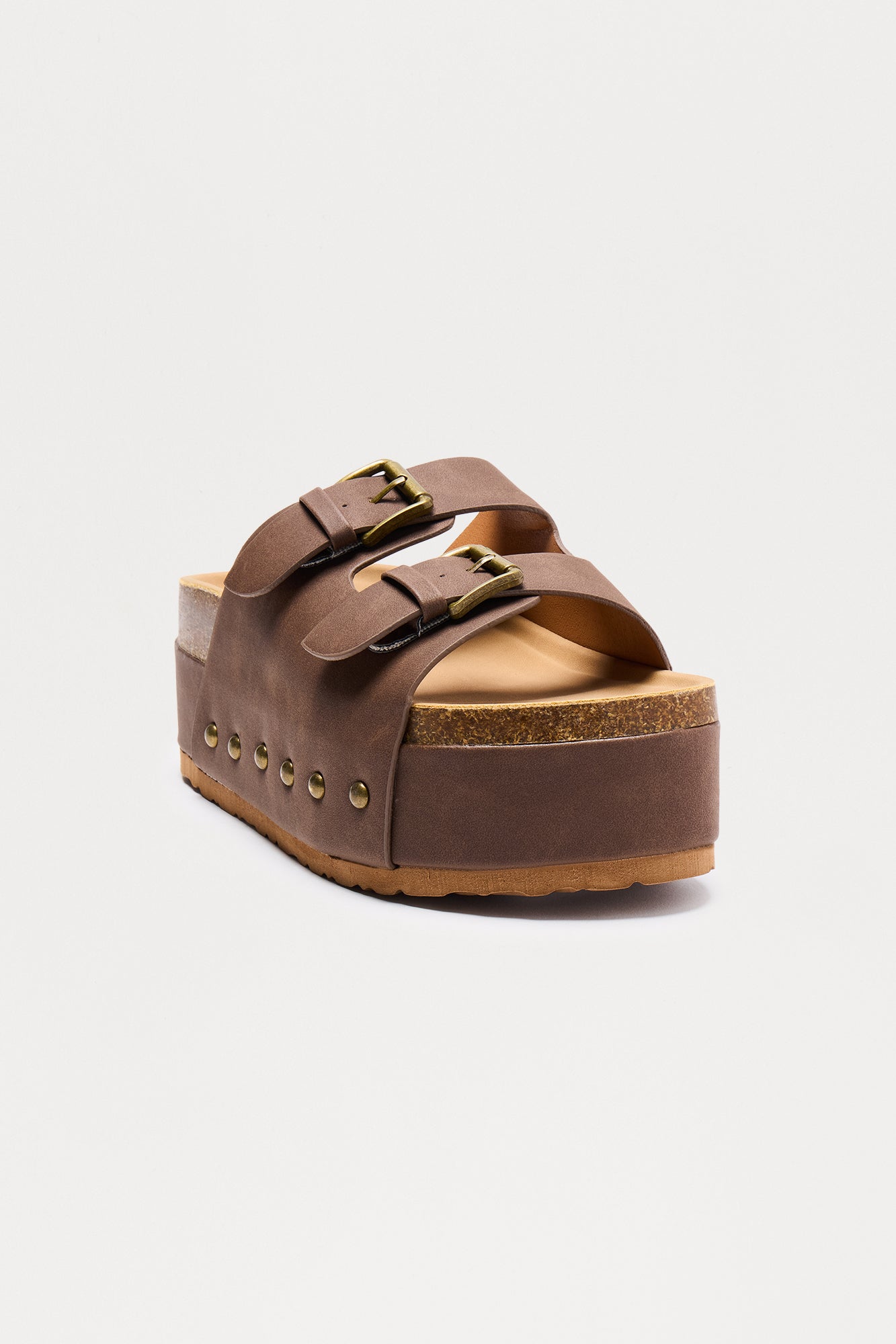 Dori Buckle Platform Sandals - Brown