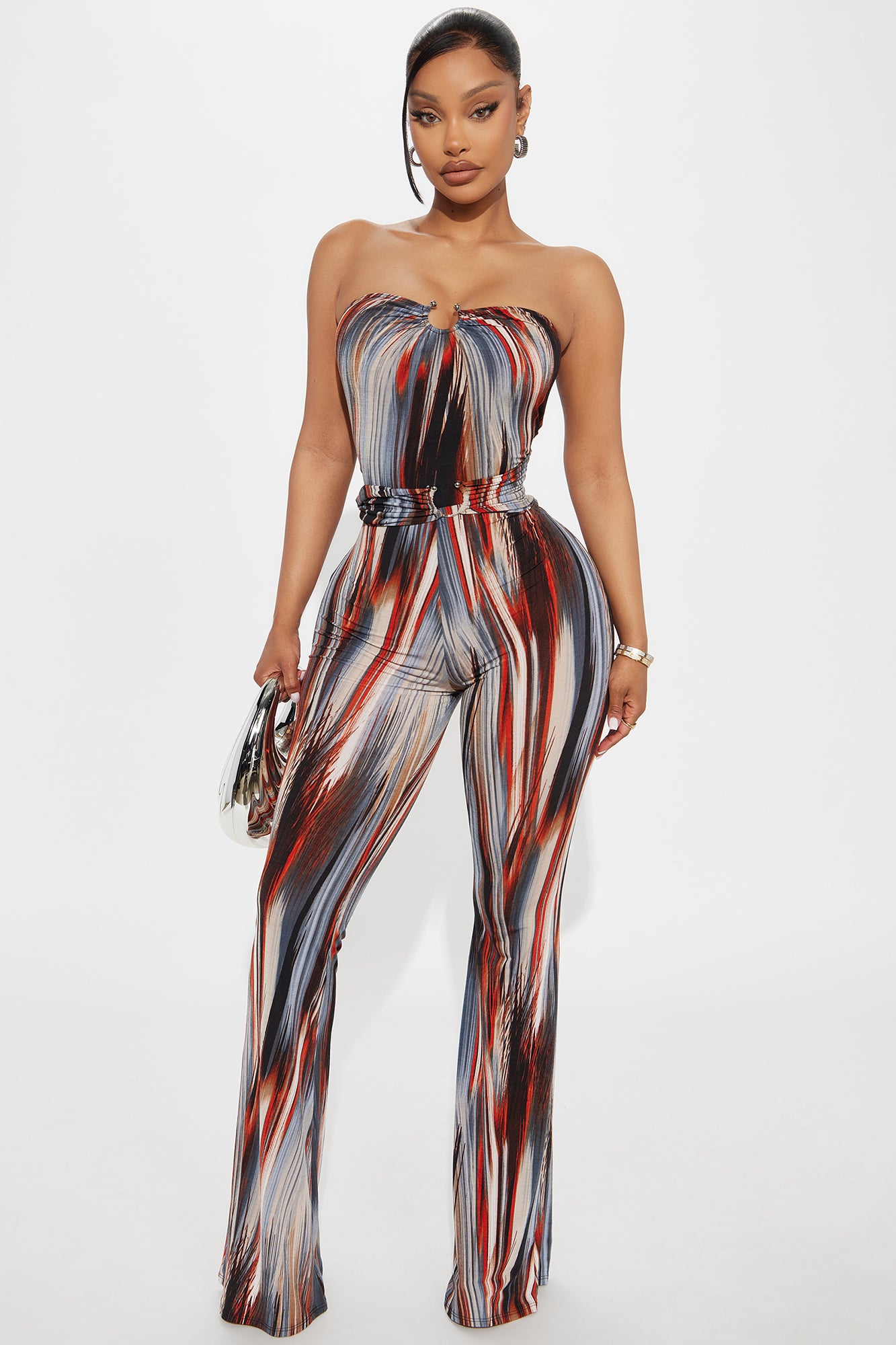 In The Moment Strapless Jumpsuit - Navy/combo