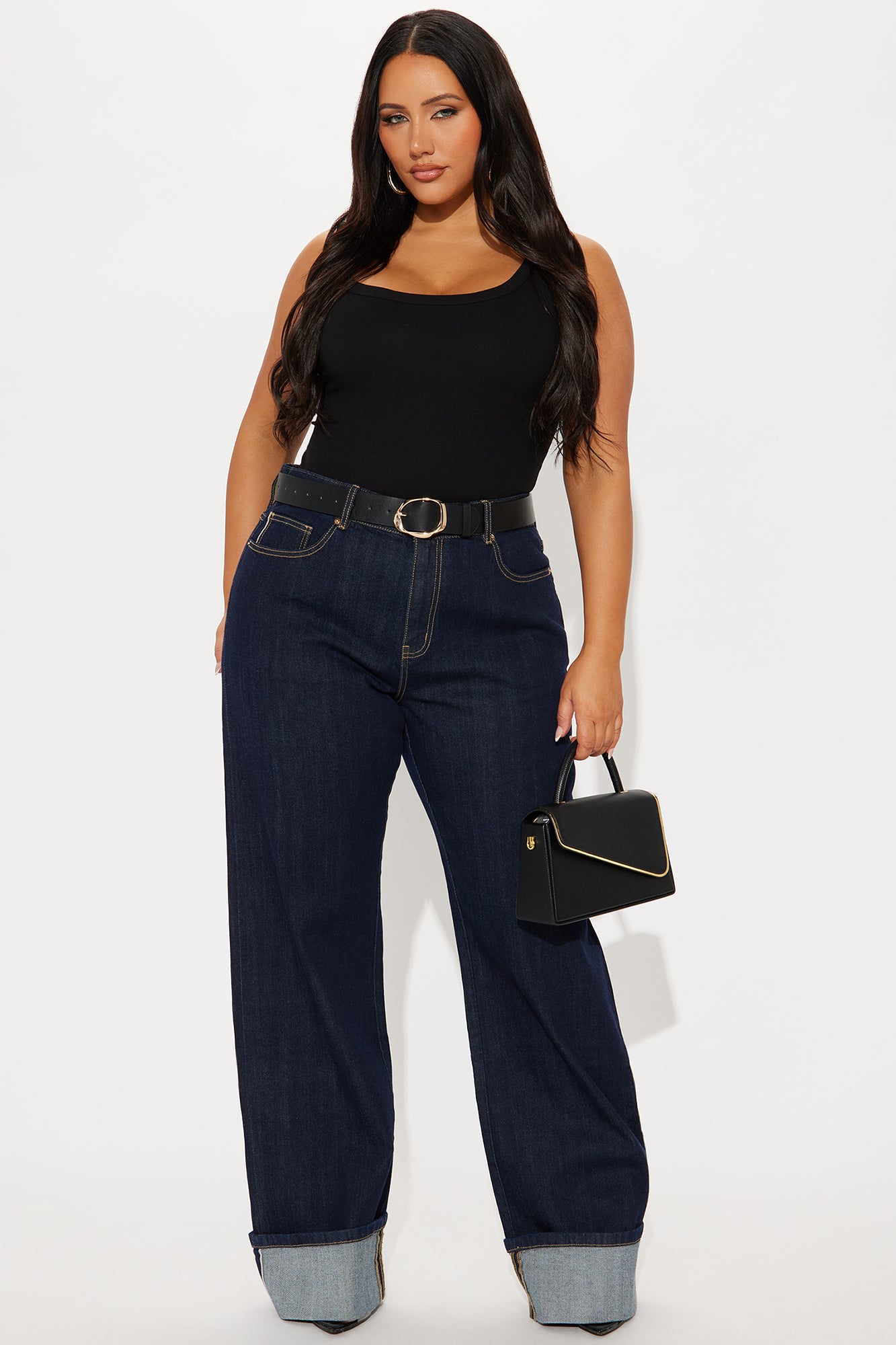 Tall Premium Cuffed Straight Leg Jeans - Dark Wash