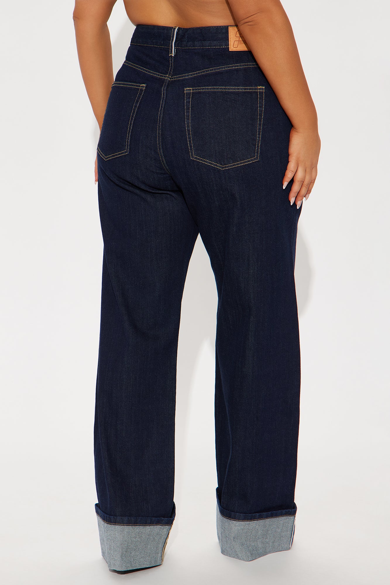 Tall Premium Cuffed Straight Leg Jeans - Dark Wash