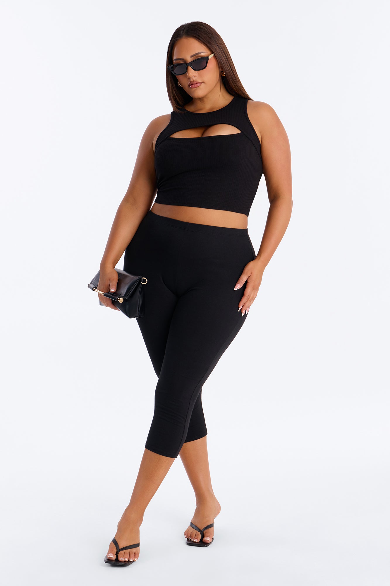 Amaris Cut Out Cropped Tank Top - Black