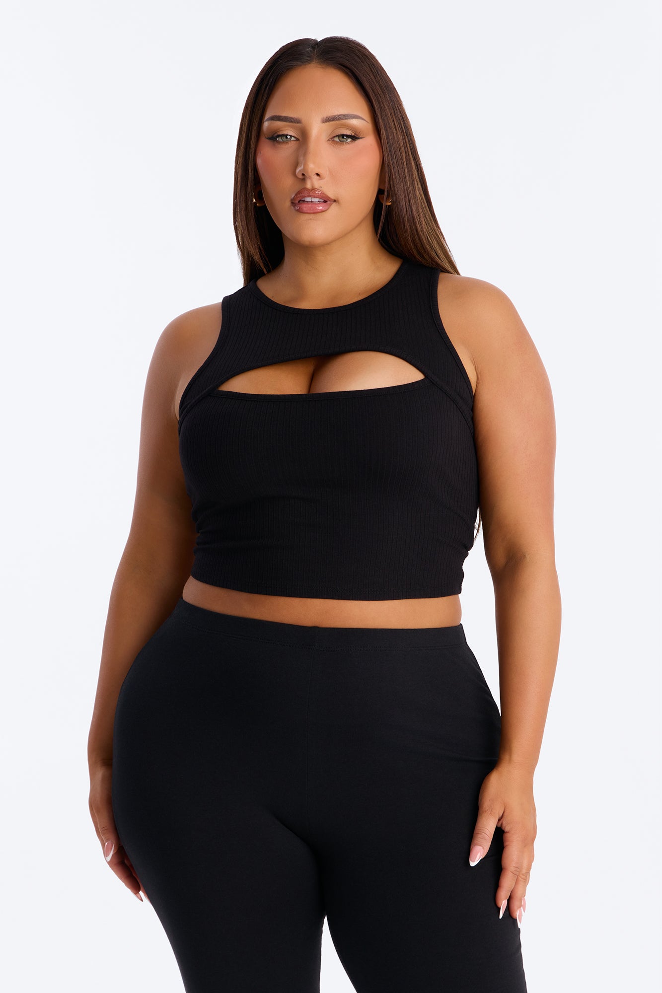 Amaris Cut Out Cropped Tank Top - Black