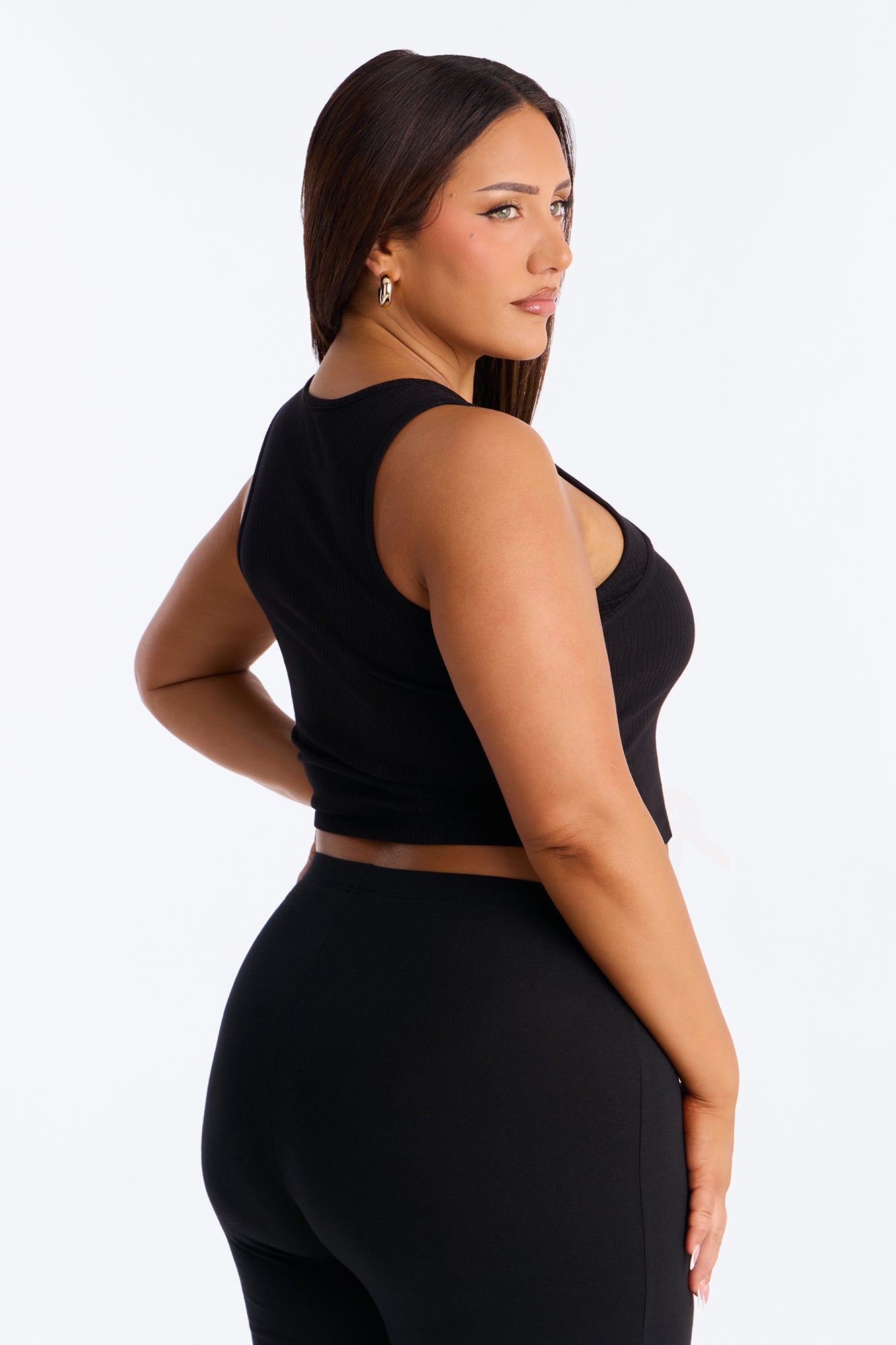 Amaris Cut Out Cropped Tank Top - Black