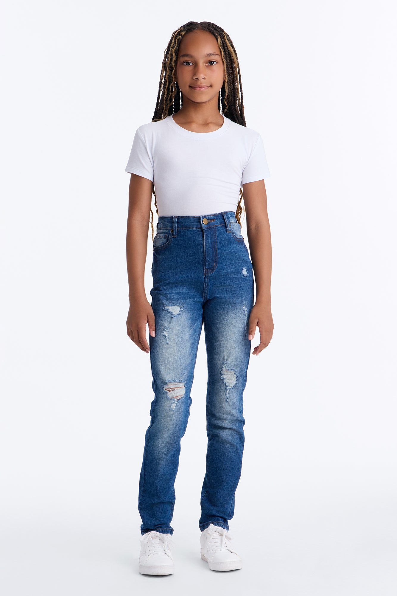 Mini High Drive Ripped Skinny Jeans - Dark Wash