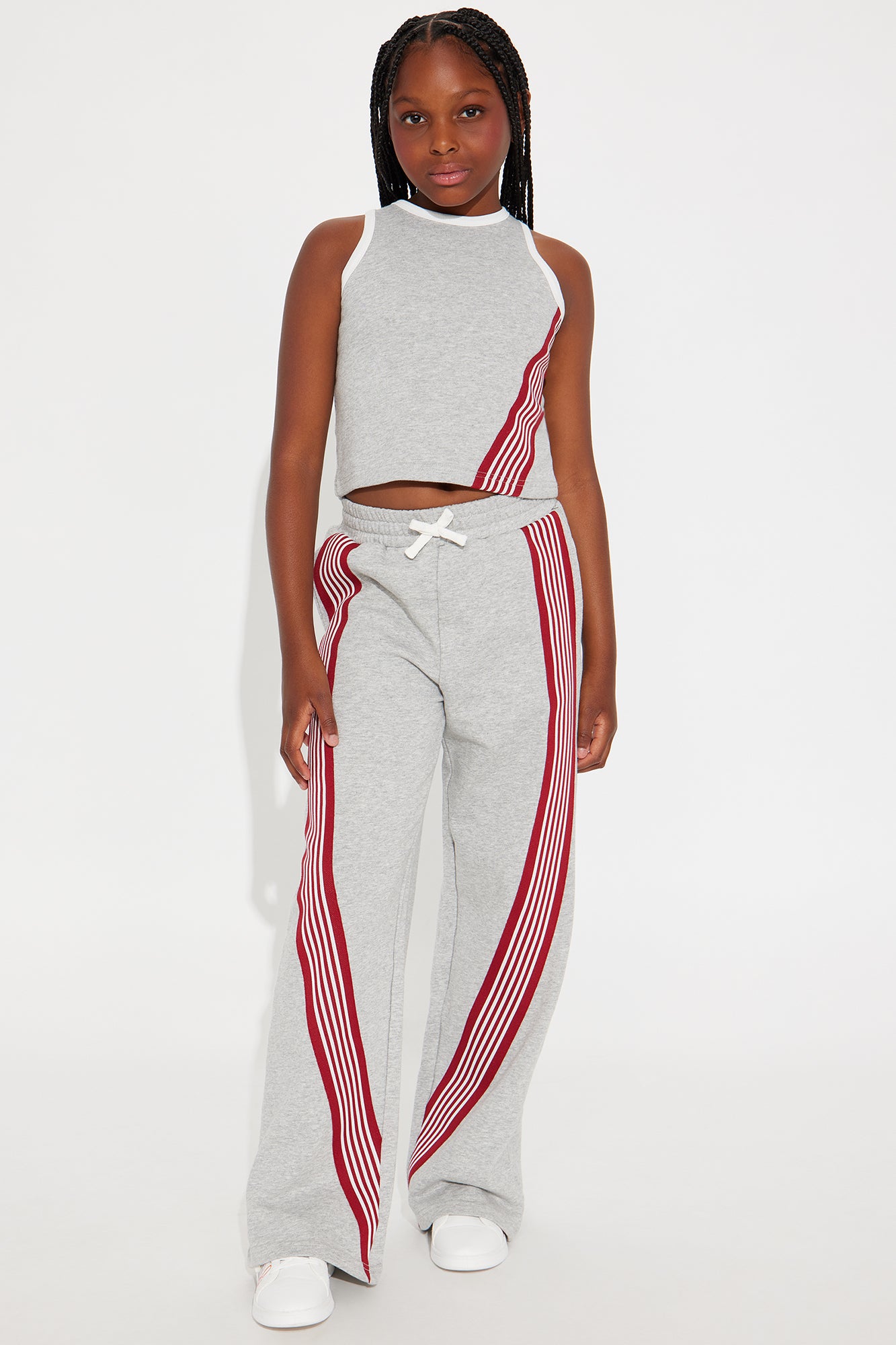 Mini Varsity Babe Pant Set - Heather Grey