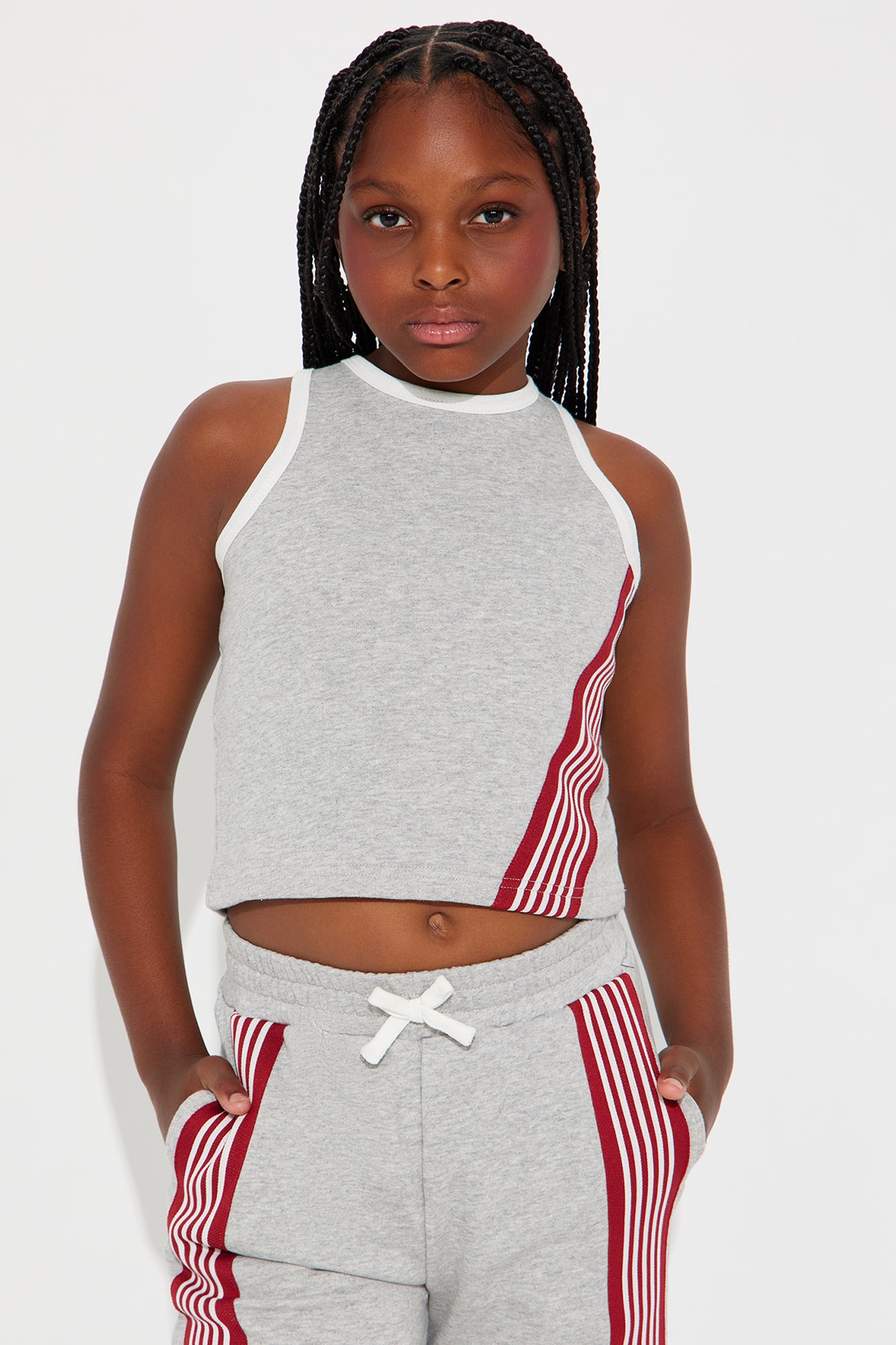 Mini Varsity Babe Pant Set - Heather Grey