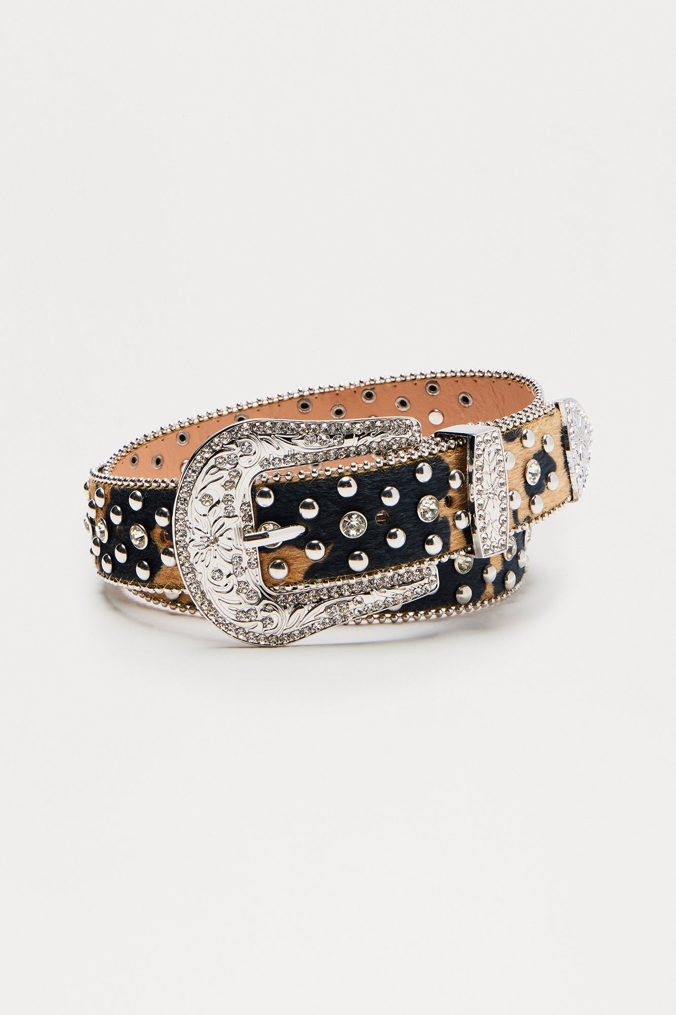 Glamorous Rodeo Cow Print Belt - Camel/combo
