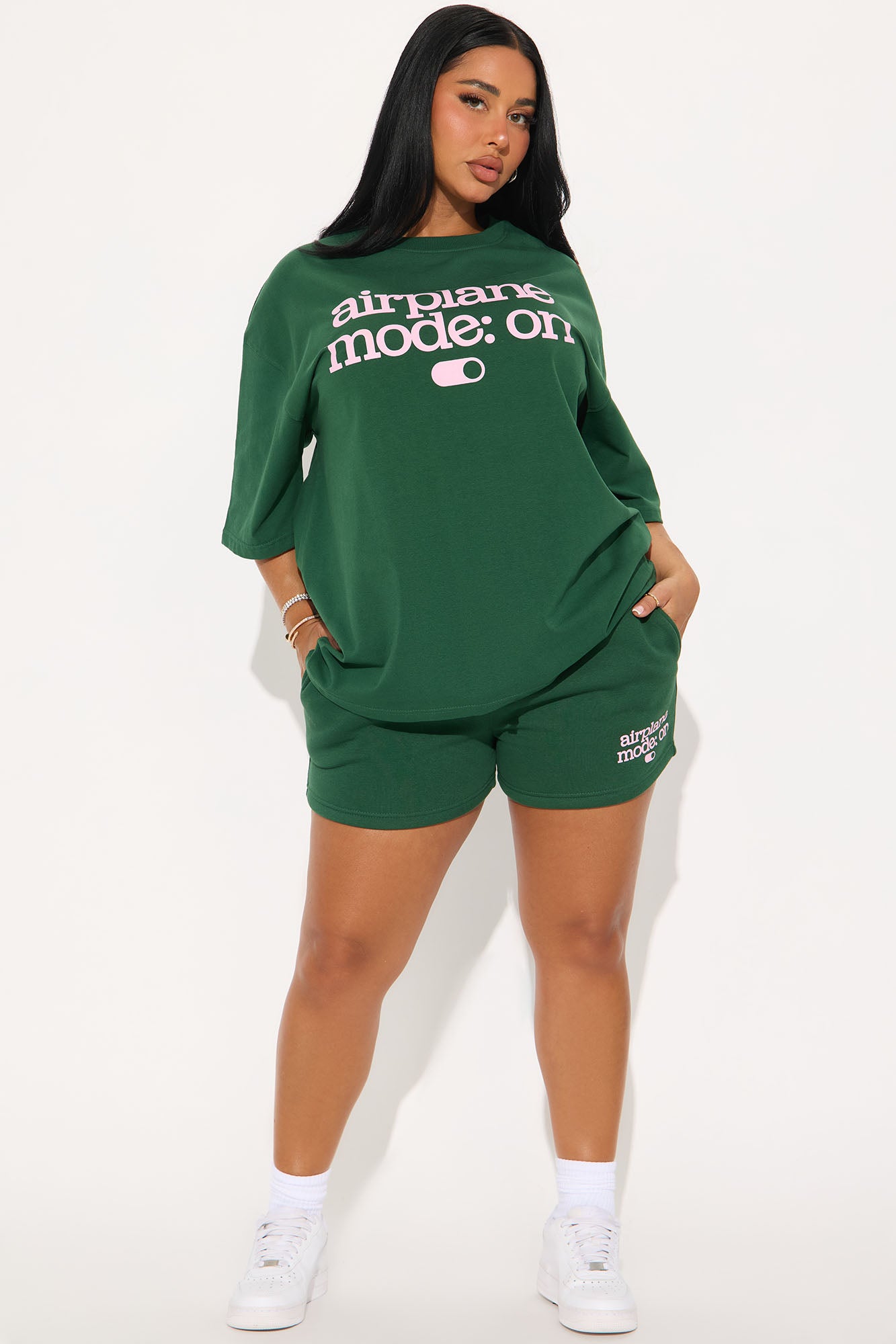 Airplane Mode On Lounge Short Set - Hunter