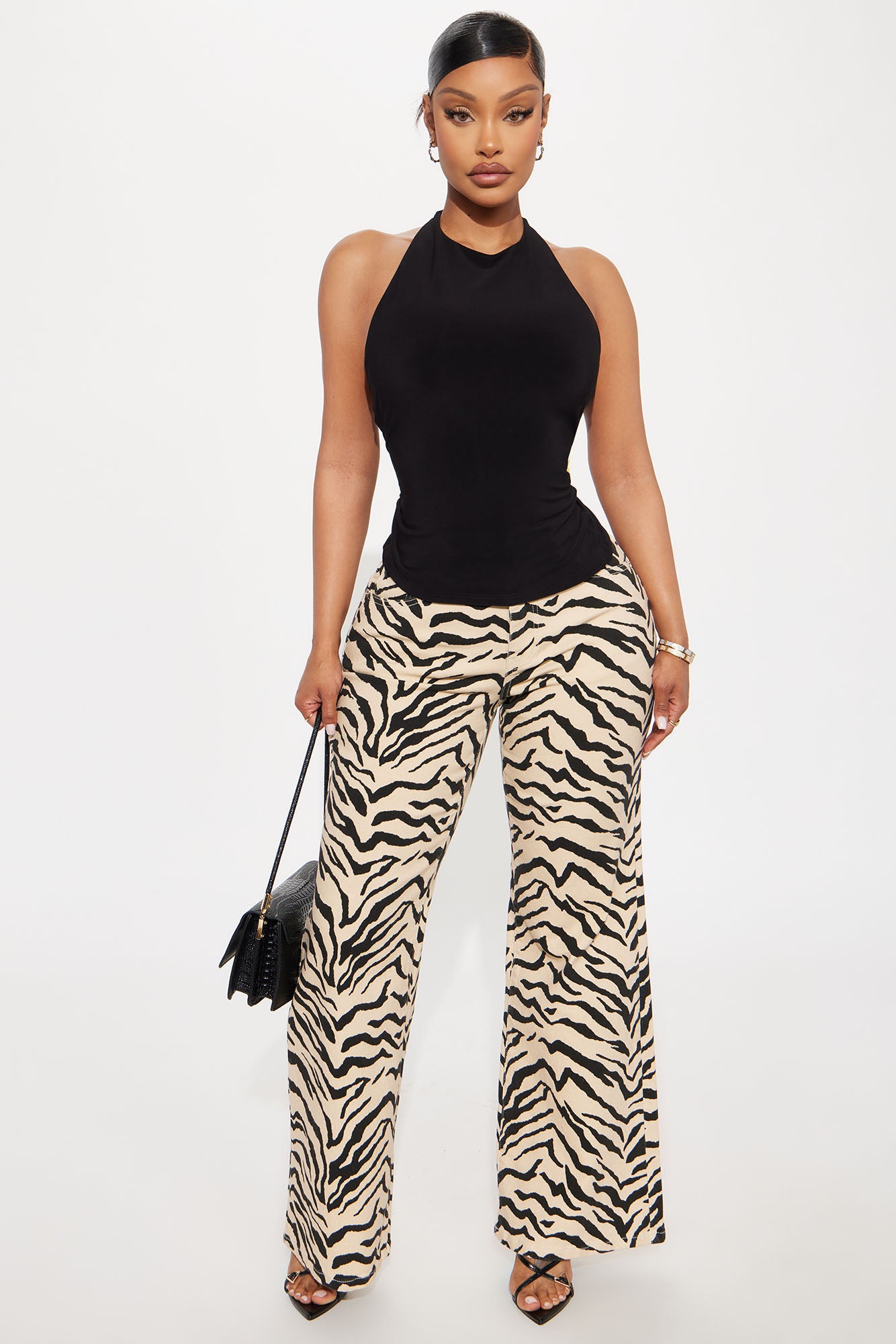 Gia Backless Halter Top - Black