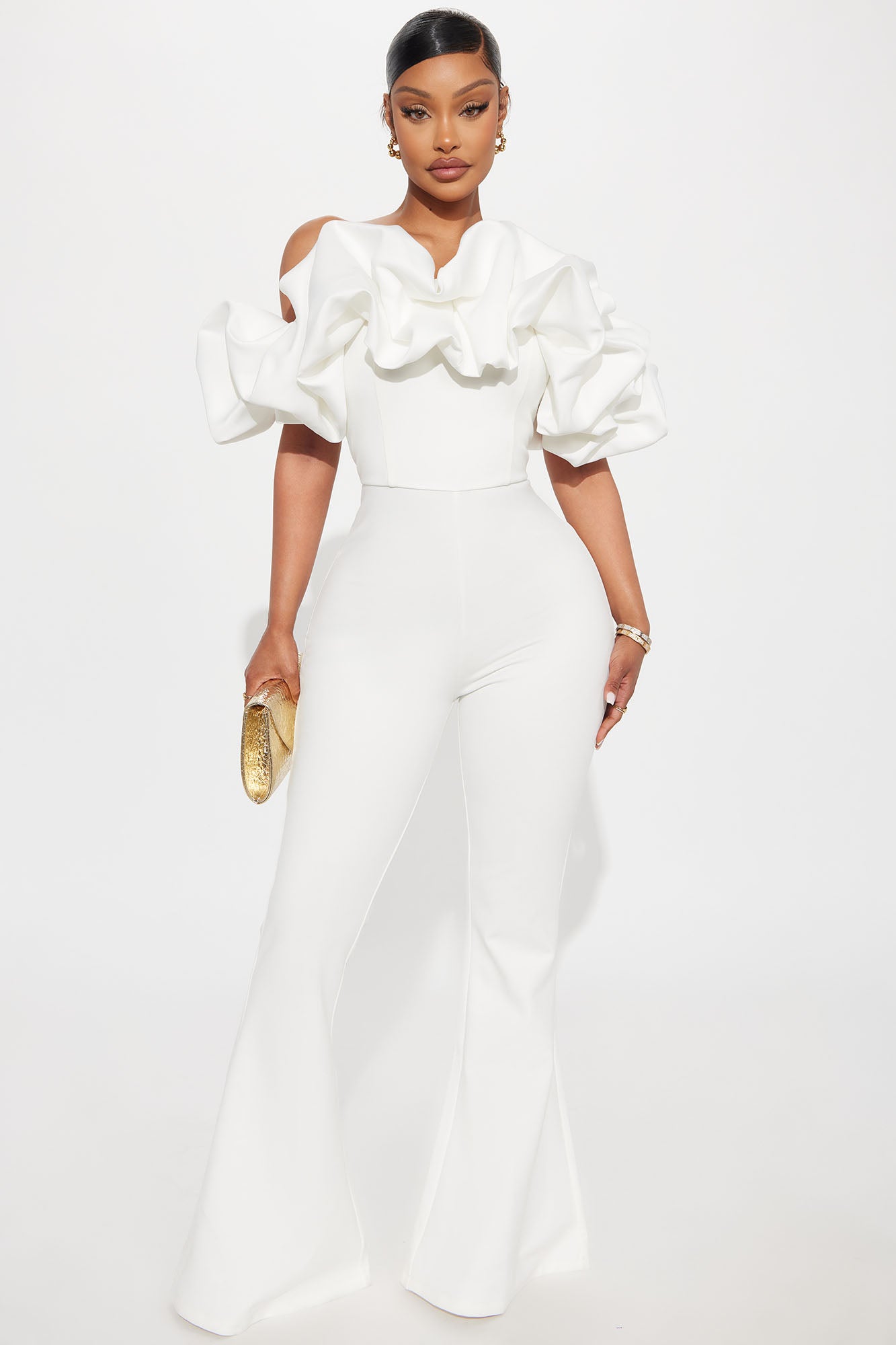 Ruffle Affair Jumpsuit - White