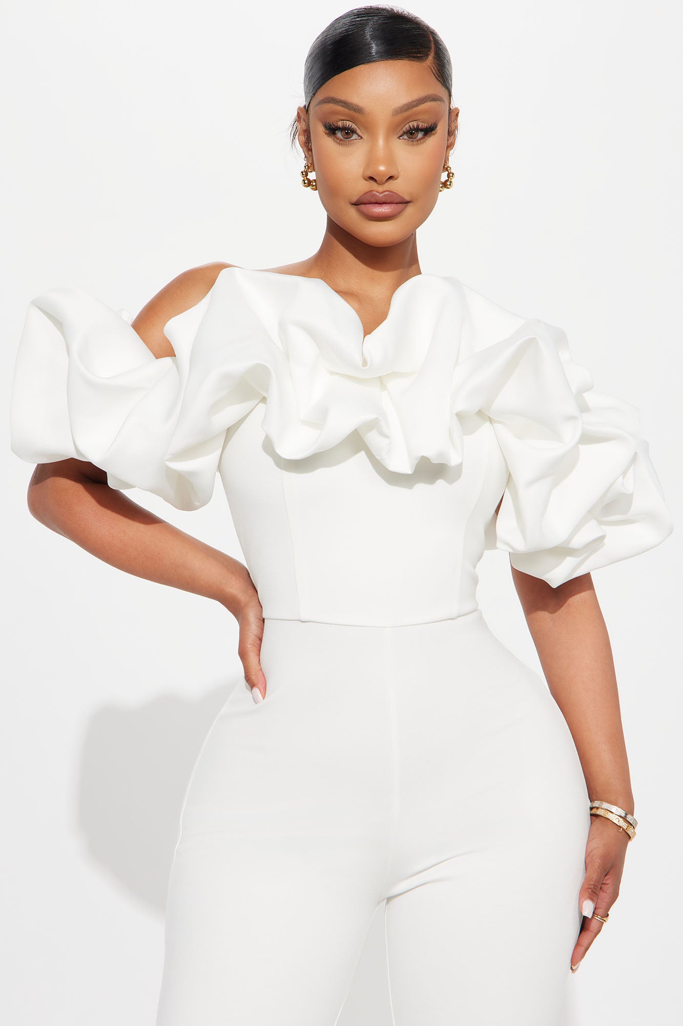 Ruffle Affair Jumpsuit - White