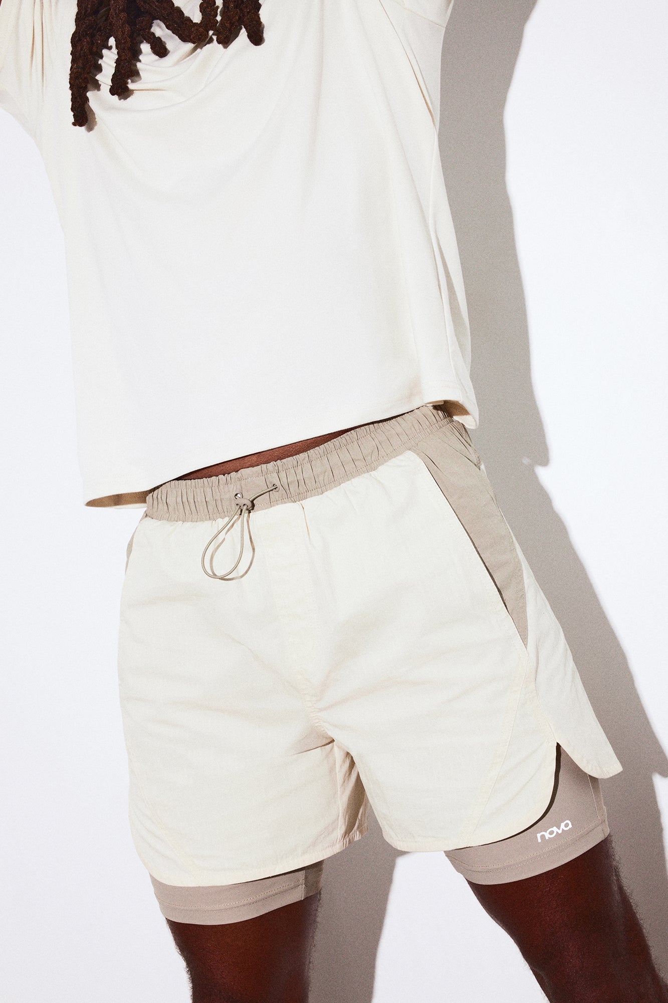 ProRipStop 7″ Built In Compression Shorts - Cream/combo