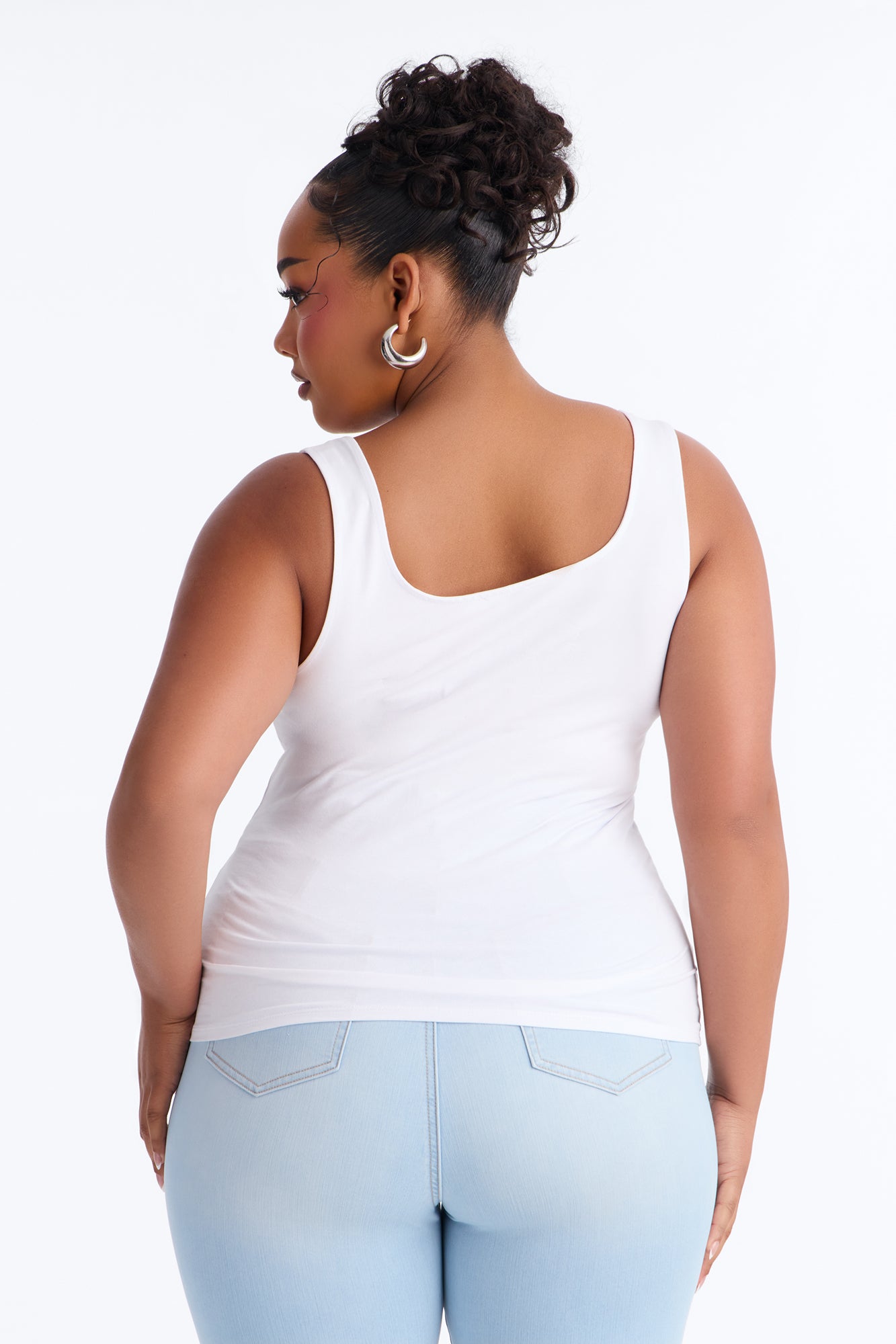 Jolie Square Neck Basic Tank - White