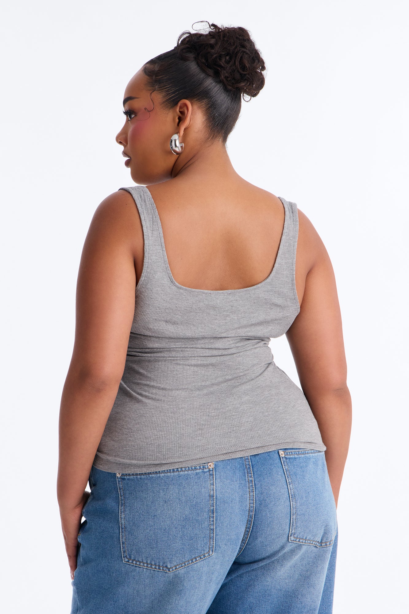 Madison Basic Square Neck Tank Top - Dark Grey