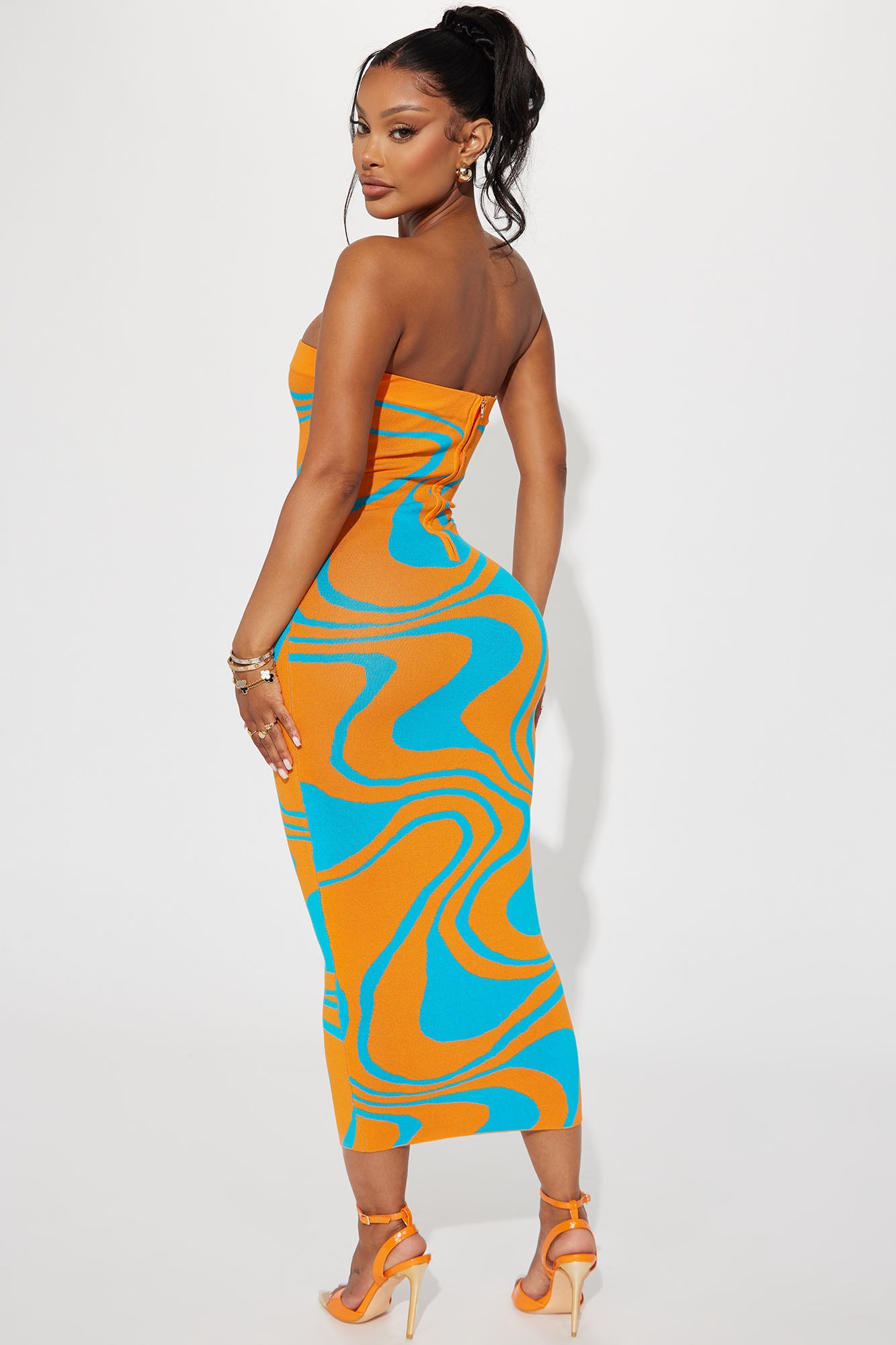Breezy Knit Maxi Dress - Orange/combo