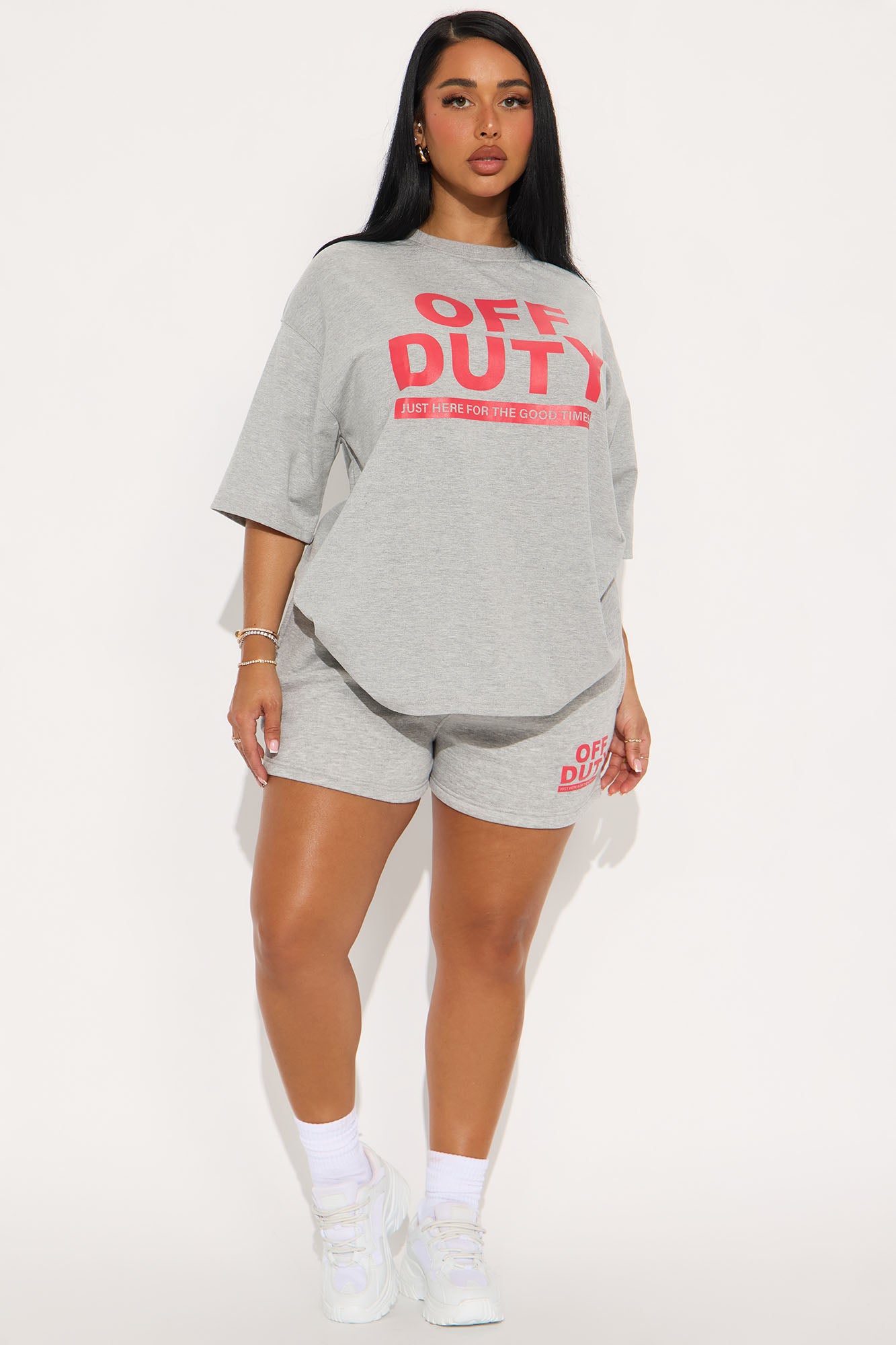 Off Duty Fleece Lounge Short Set - Grey/combo