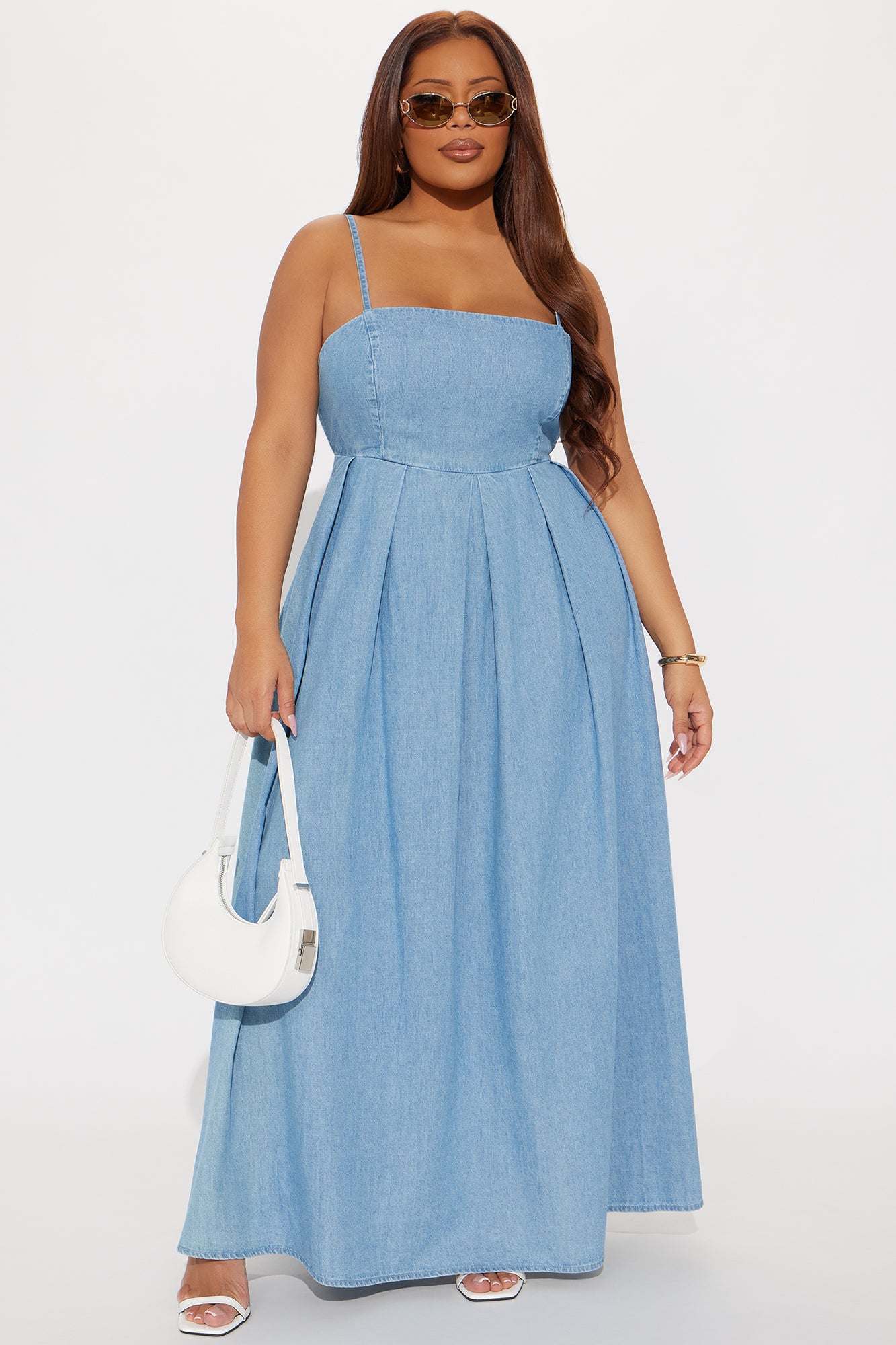 Hallie Denim A Line Maxi Dress - Medium Wash