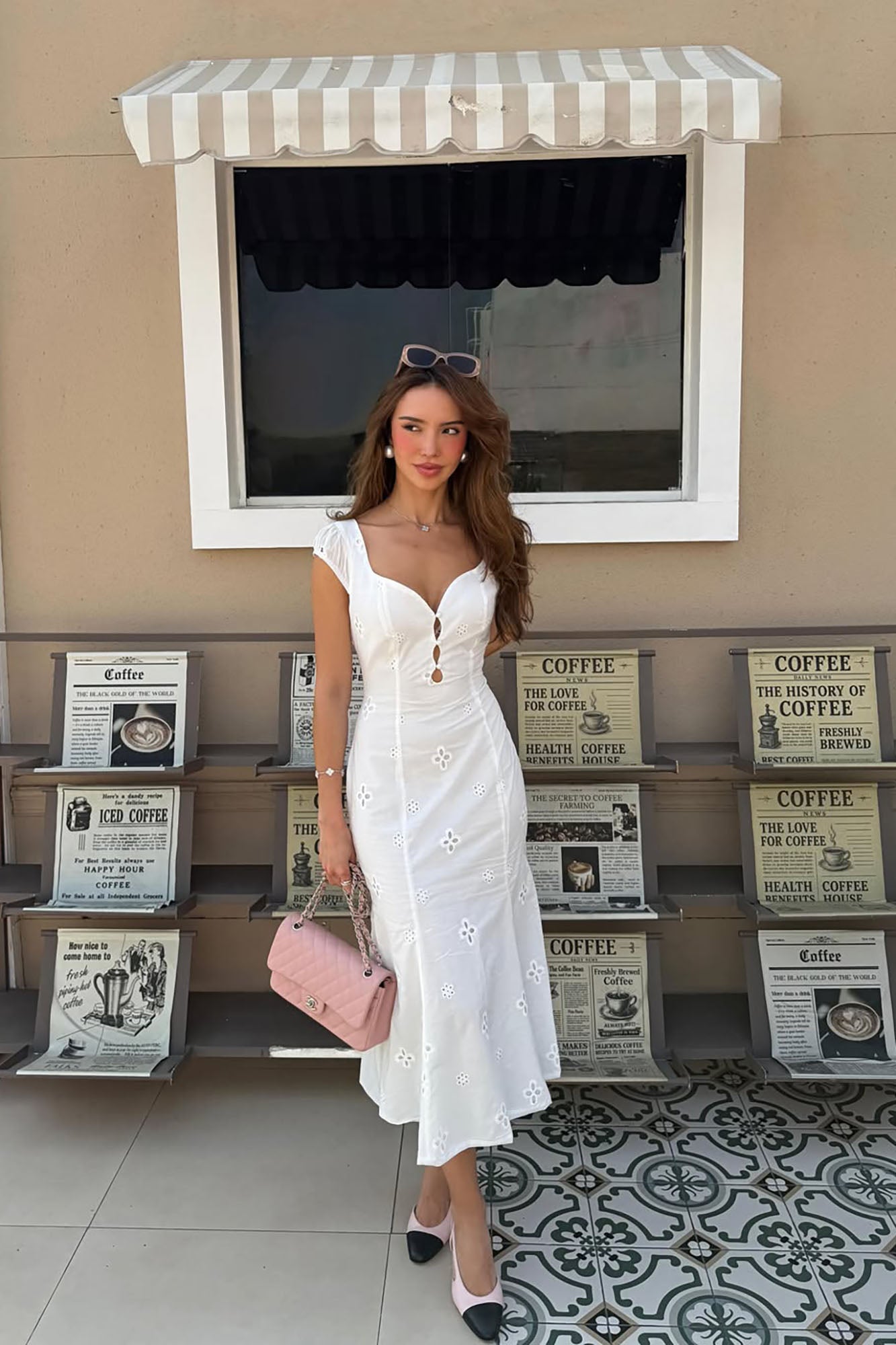 Feeling Lovely Eyelet Midi Dress - White