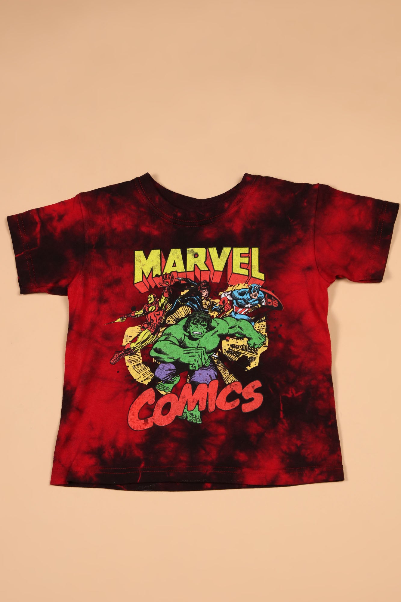 Mini Marvel Comics Tie Dye Tee - Red/combo