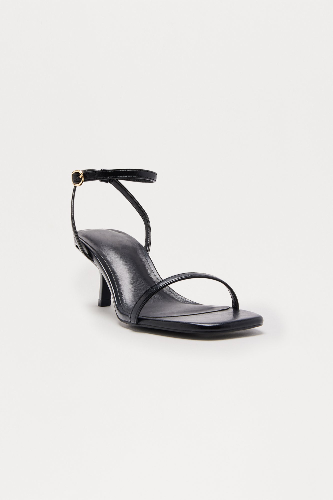 Marlo Ankle Strap Kitten Heels - Black