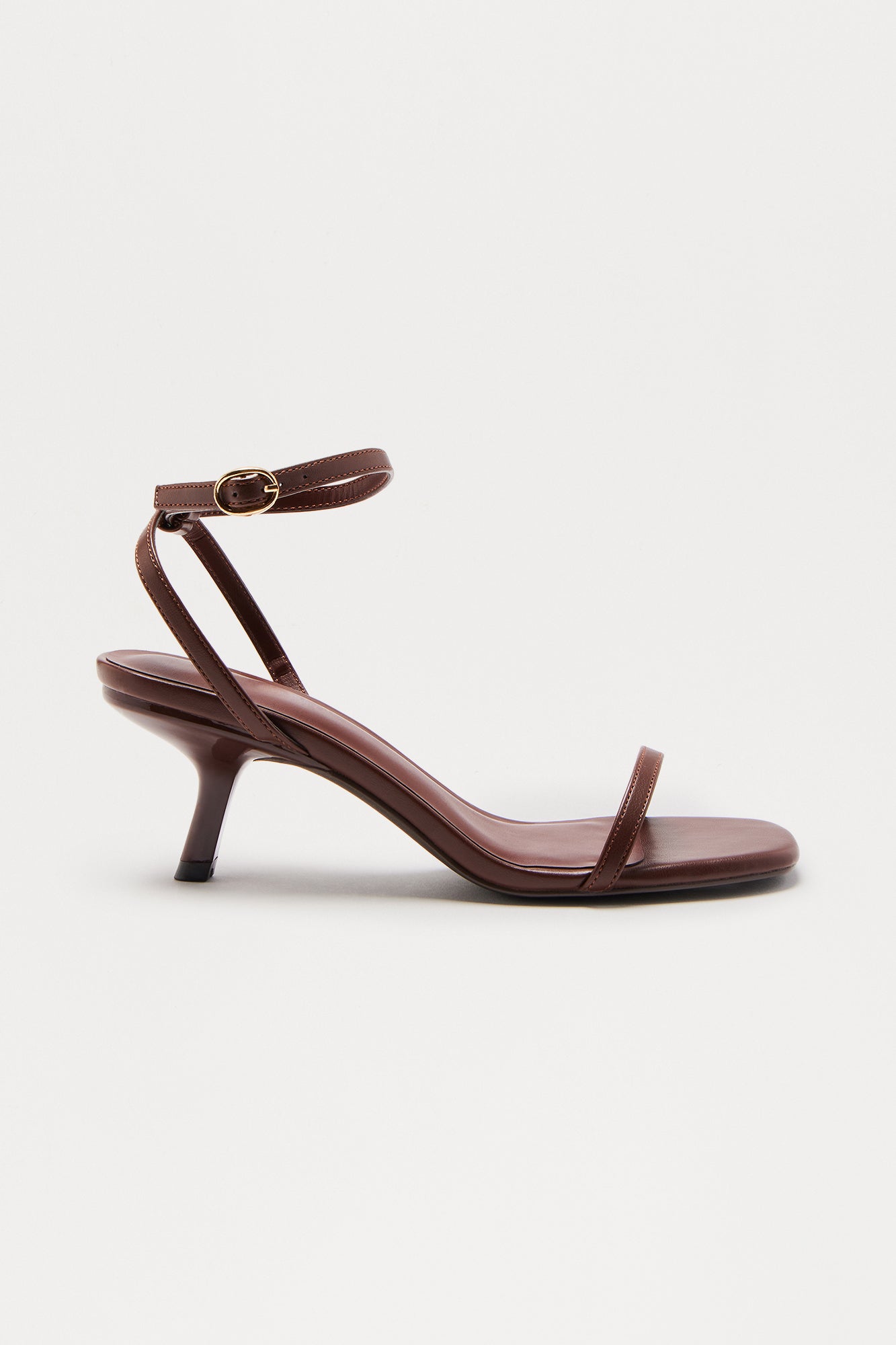 Marlo Ankle Strap Kitten Heels - Brown