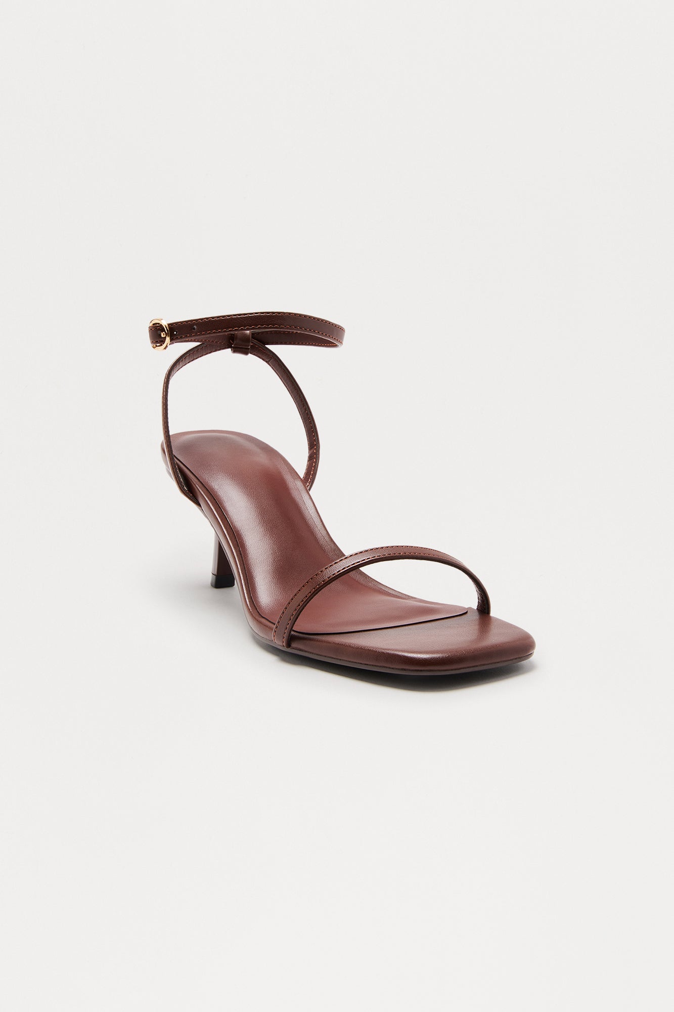Marlo Ankle Strap Kitten Heels - Brown