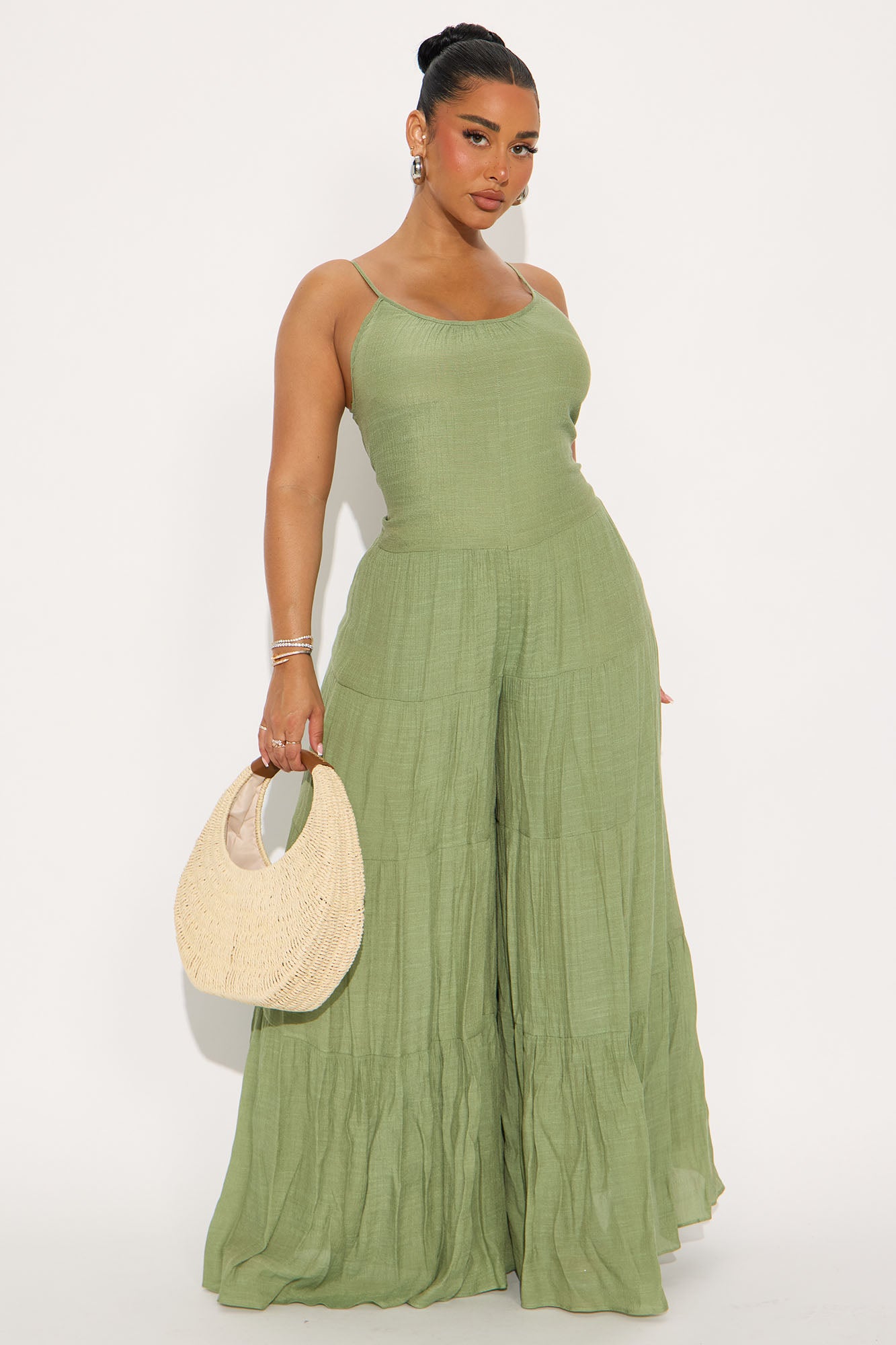 Never Listen Wide Leg Jumpsuit - Olive