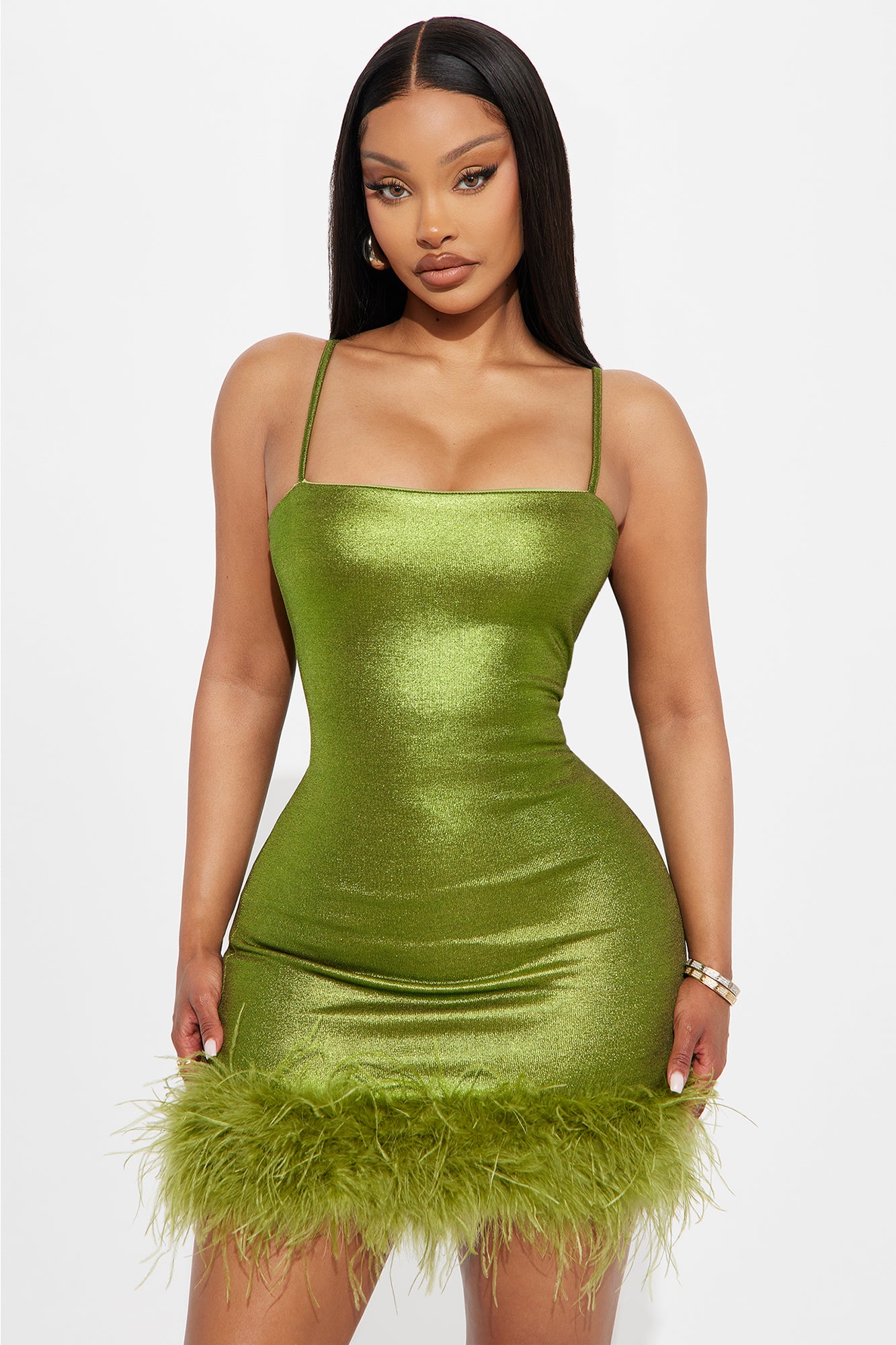 One Night Only Metallic Mini Dress - Green