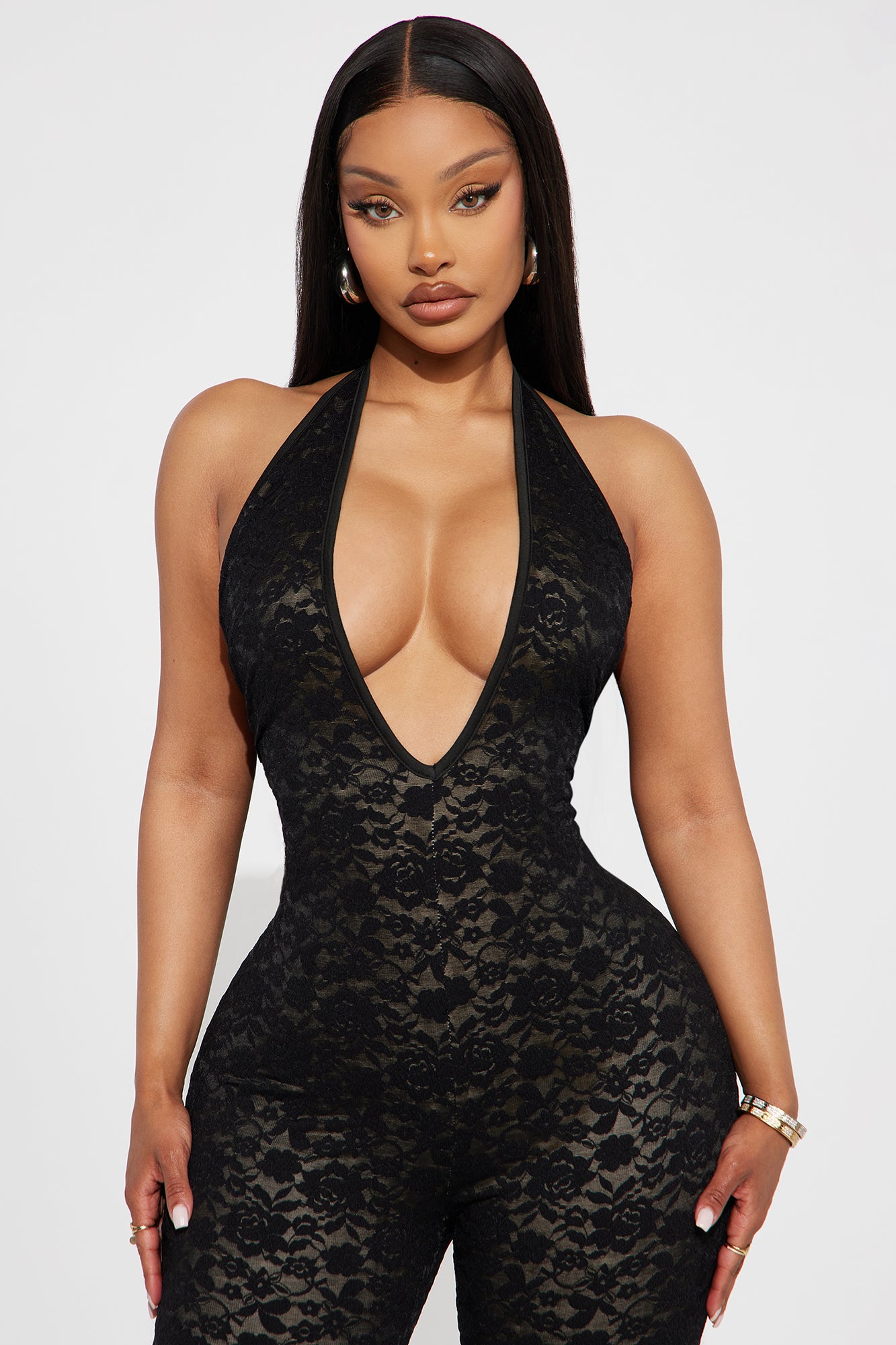 Midnight Strolls Backless Lace Jumpsuit - Black