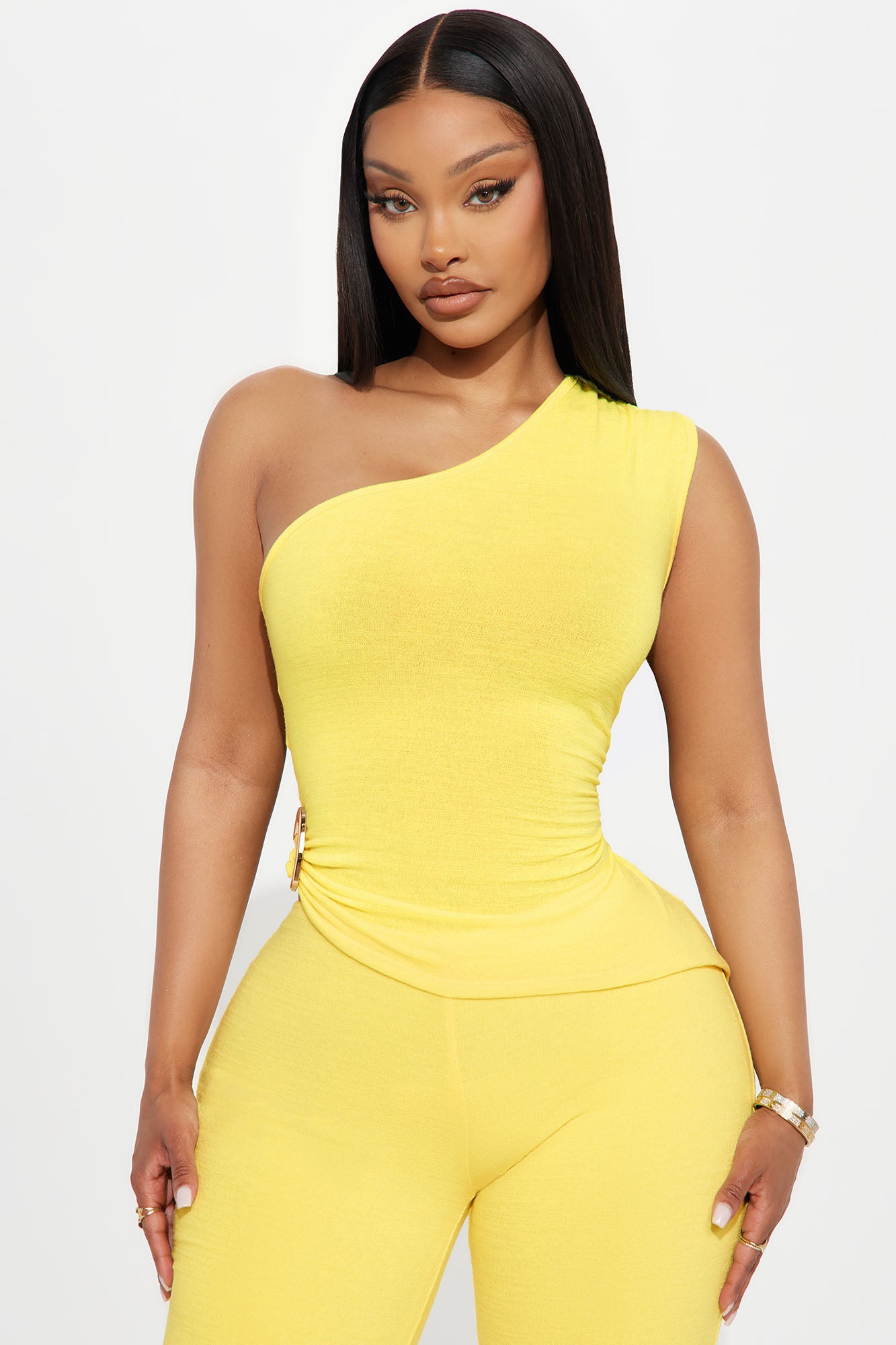 Stella One Shoulder Pant Set - Yellow