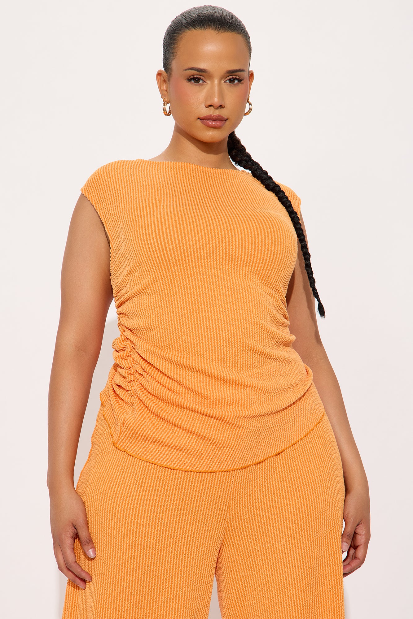 Amaya Ribbed Pant Set - Orange