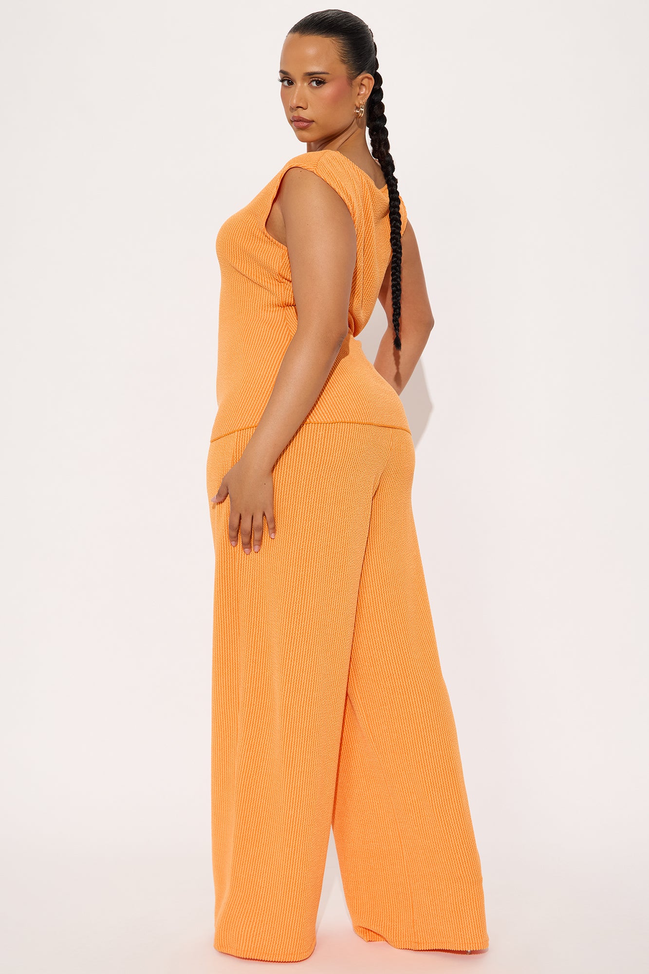Amaya Ribbed Pant Set - Orange