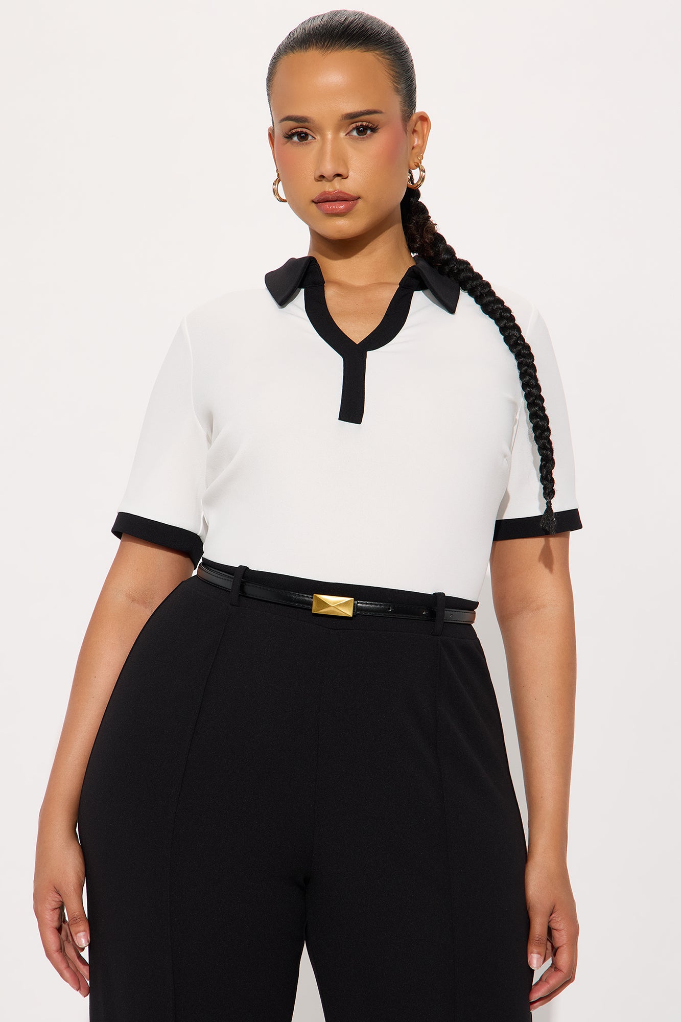Angelique Belted Wide Leg Jumpsuit - White/Black