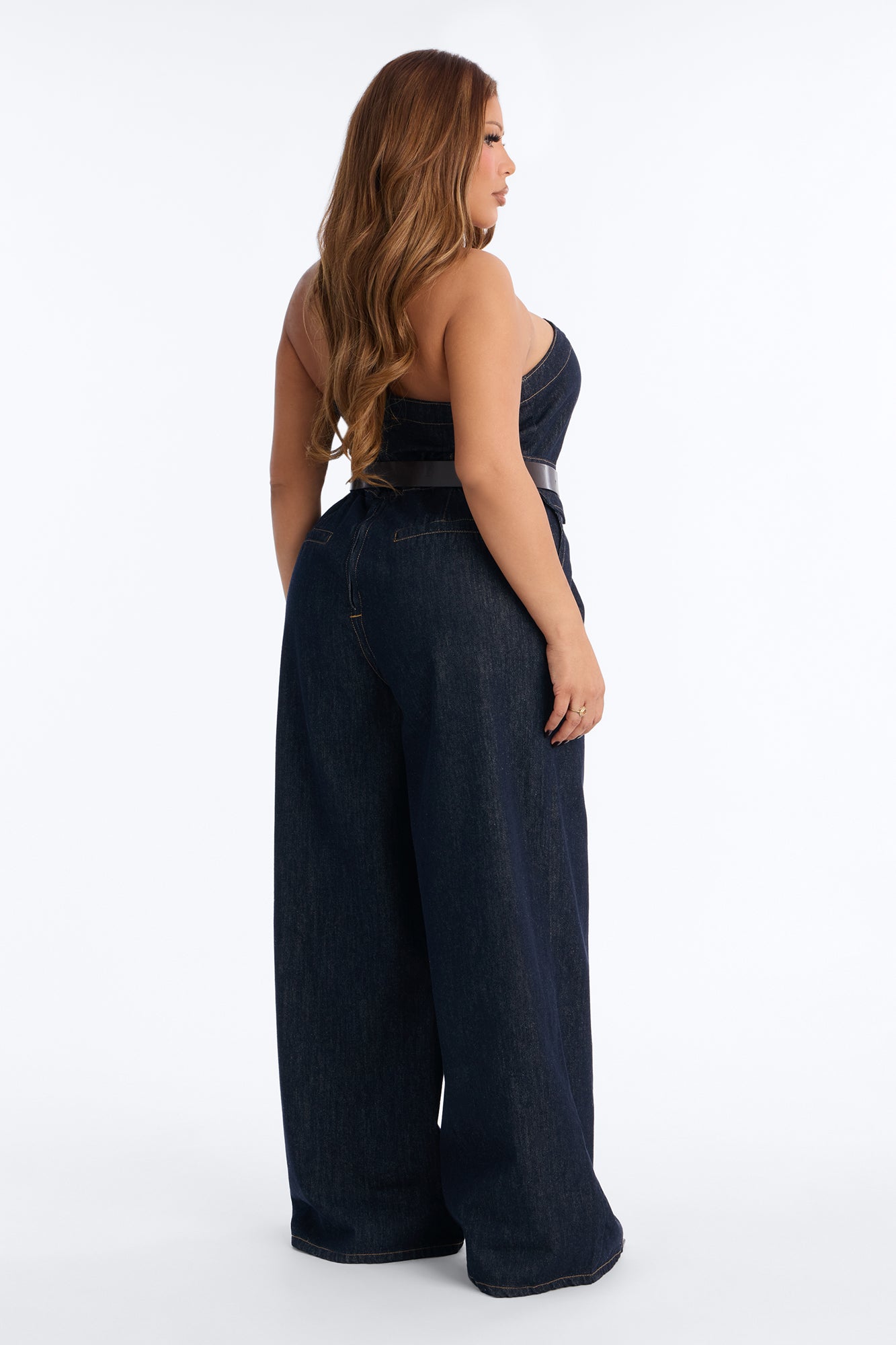 Frankie Denim Belted Jumpsuit - Dark Wash