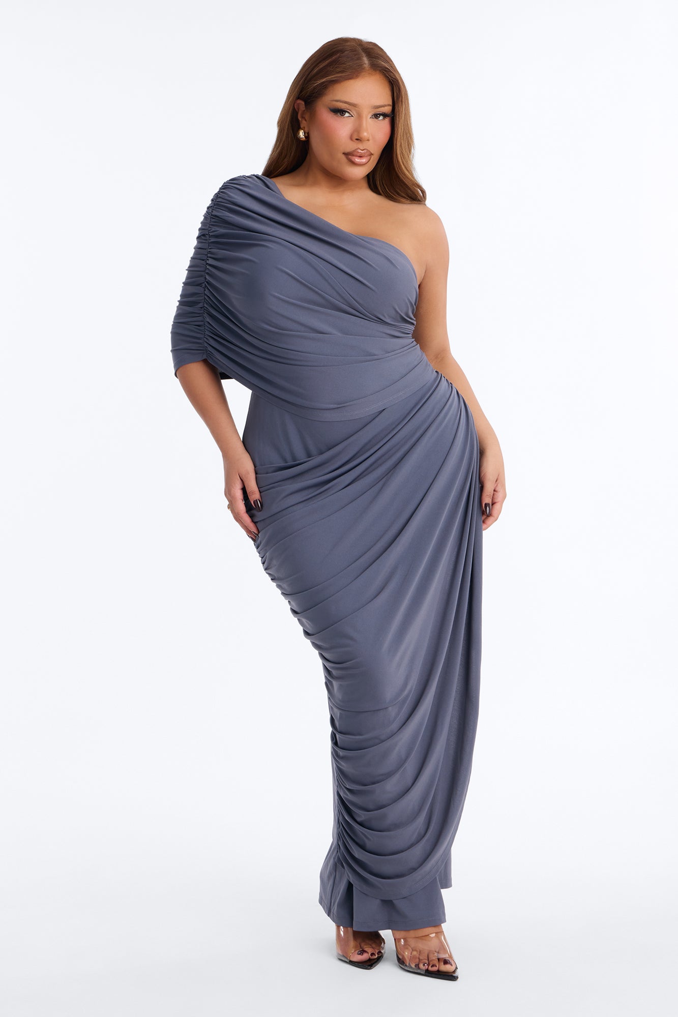 Dark Romance Draped Maxi Dress - Charcoal