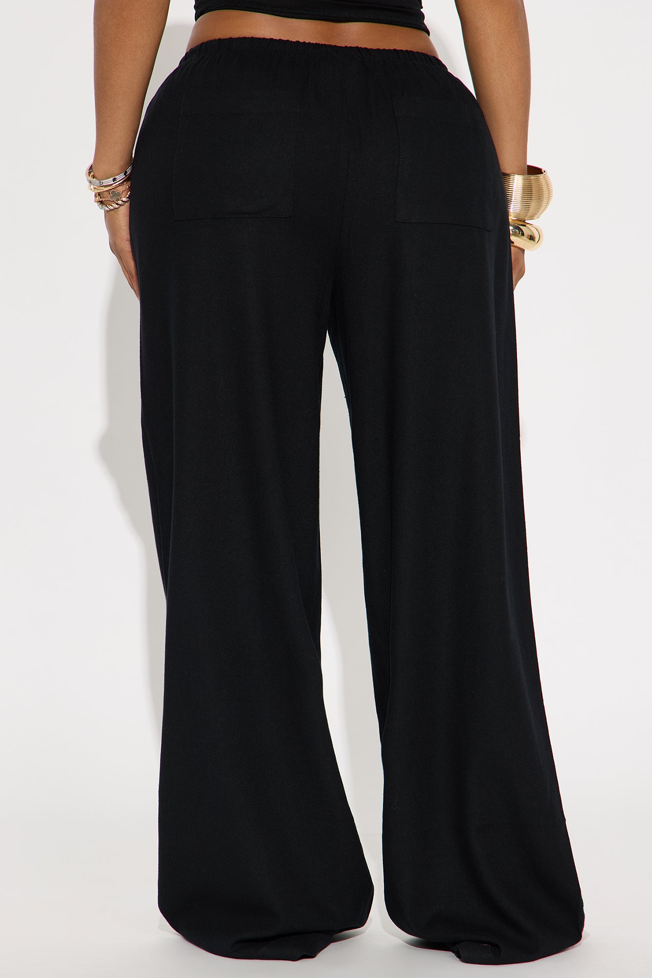 Seaside Soiree Wide Leg Linen Pant - Black