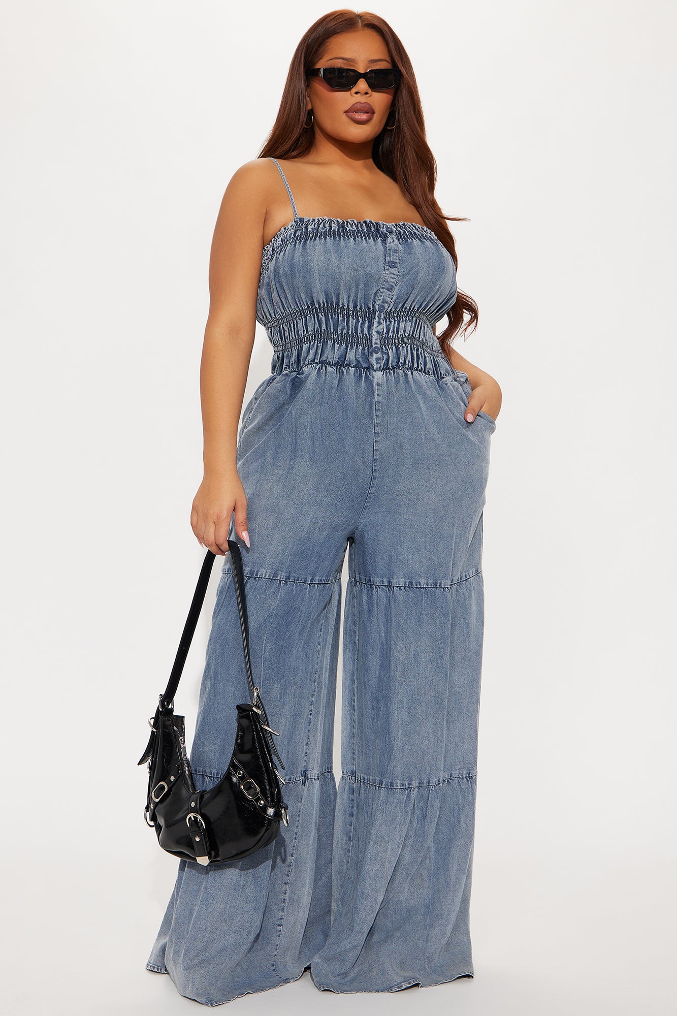 Emilia Chambray Jumpsuit - Medium Wash