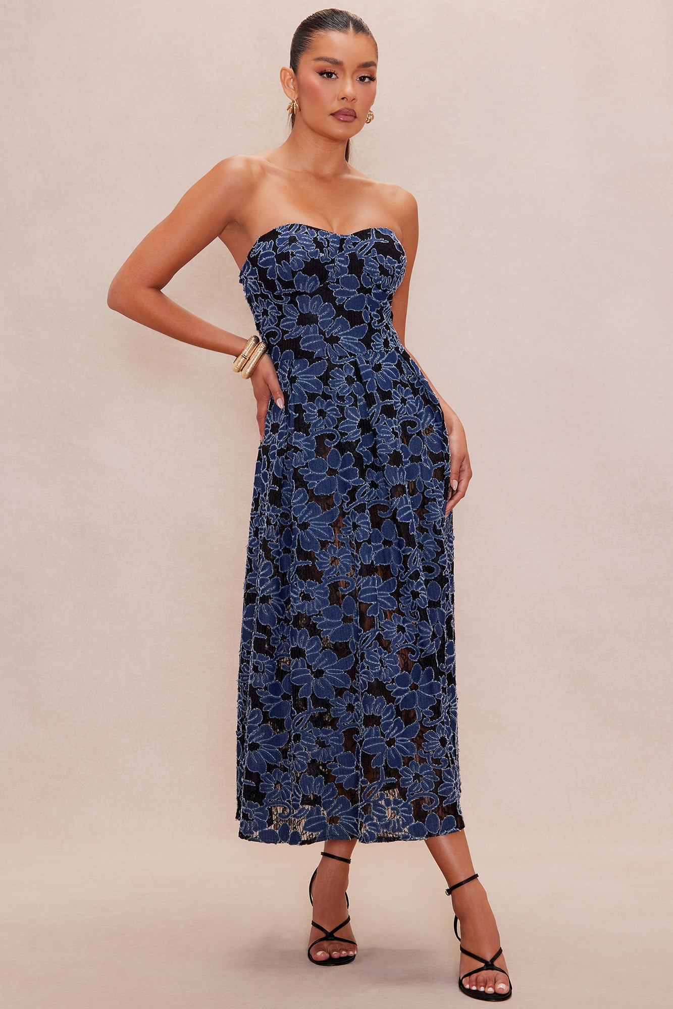 Jordan Embroidered Midi Dress - Blue/combo
