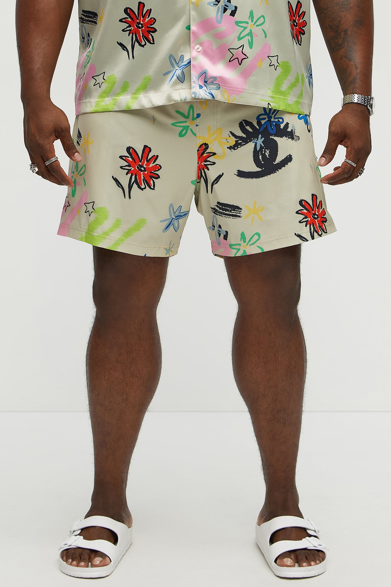 Graffiti Bloom Swim Trunk 6″ - Multi Color
