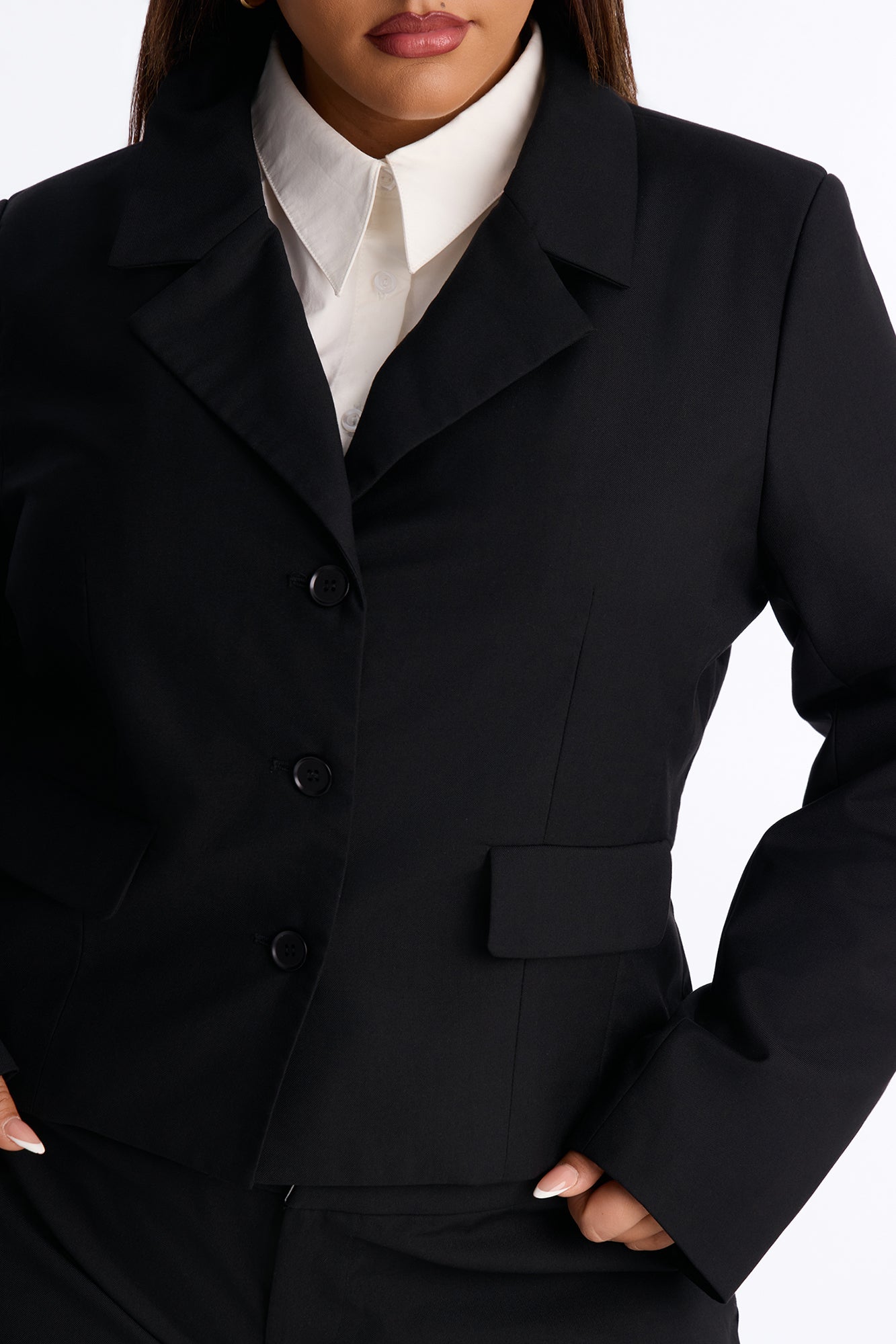 Mary Kate Layered Single Breasted Blazer - Black