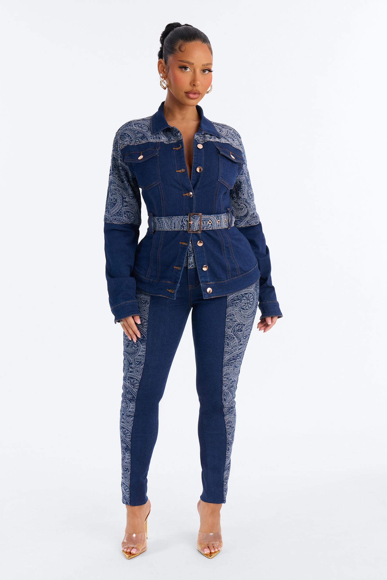 Parker Paisley Denim Jacket - Dark Wash