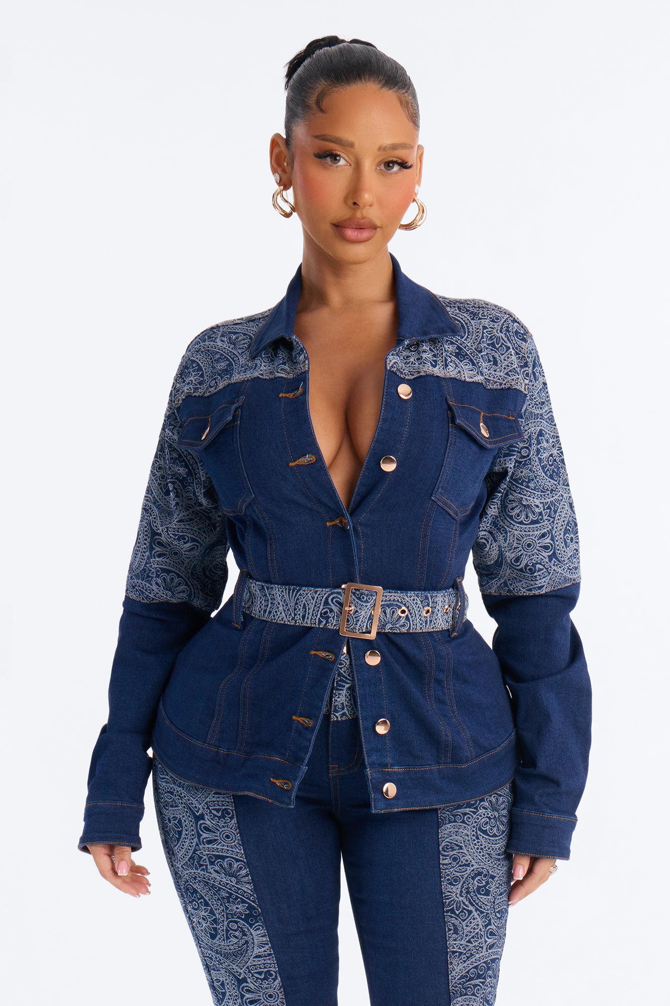 Parker Paisley Denim Jacket - Dark Wash