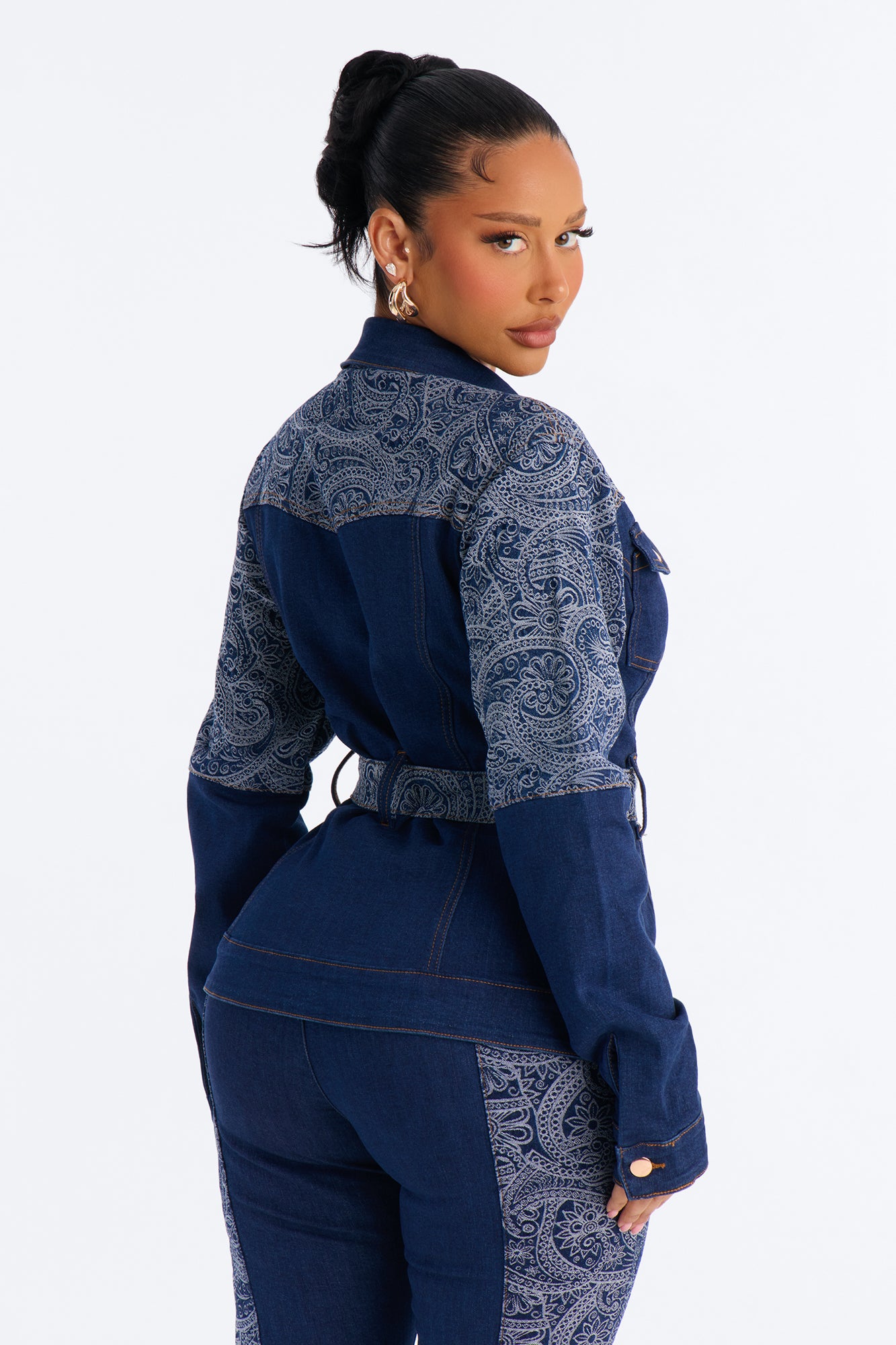 Parker Paisley Denim Jacket - Dark Wash