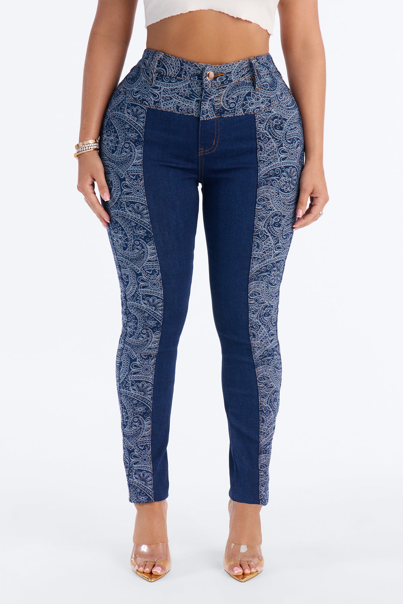 Parker Paisley Skinny Jeans - Dark Wash