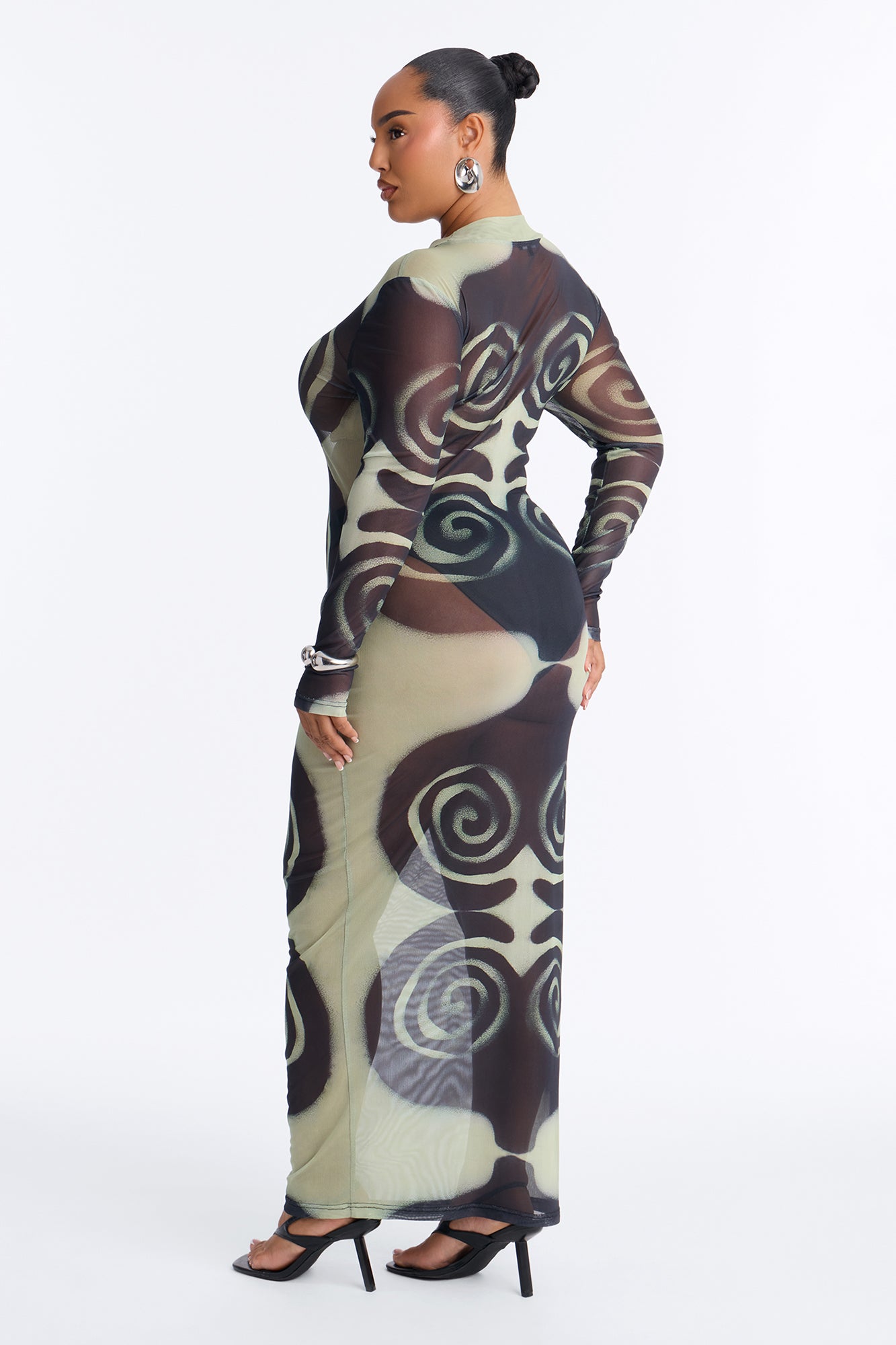 A Little Whimsy Mesh Maxi Dress - Black/combo