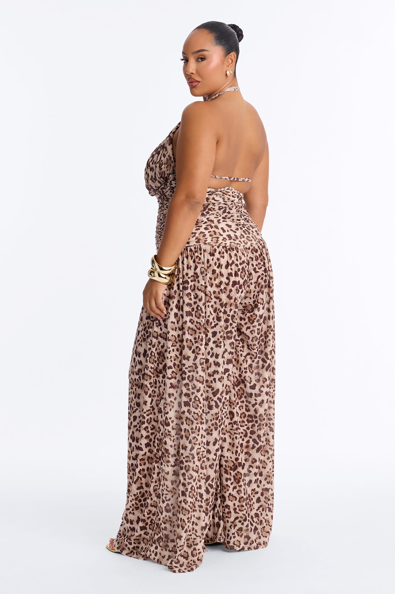 Lea Leopard High Neck Jumpsuit - Brown